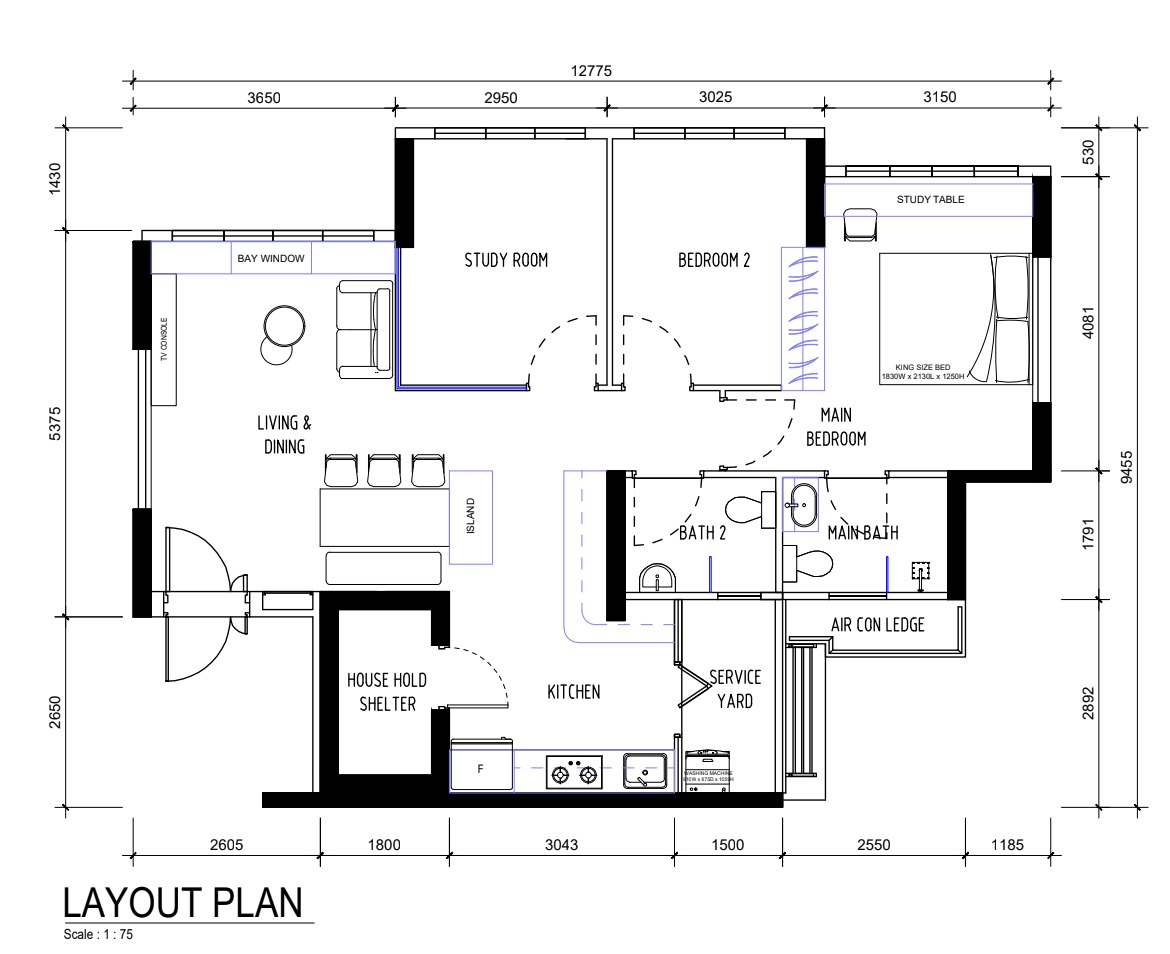 How We Planned Our Homey-Hotel Inspired Flat for Future Kids?? - Living area, dining area, study room, bedroom 2, study