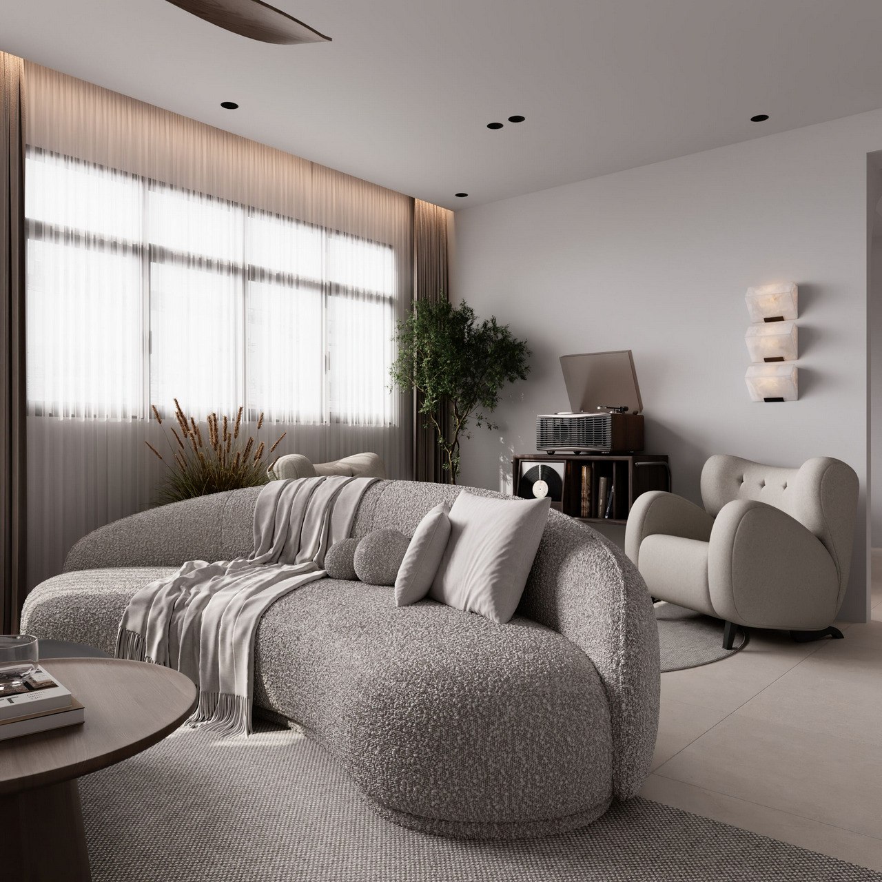 Tile Your Way to a Stunning Renovation: Tips from Loafy.Haus - Modern minimalist living room, cozy seating area, neutral