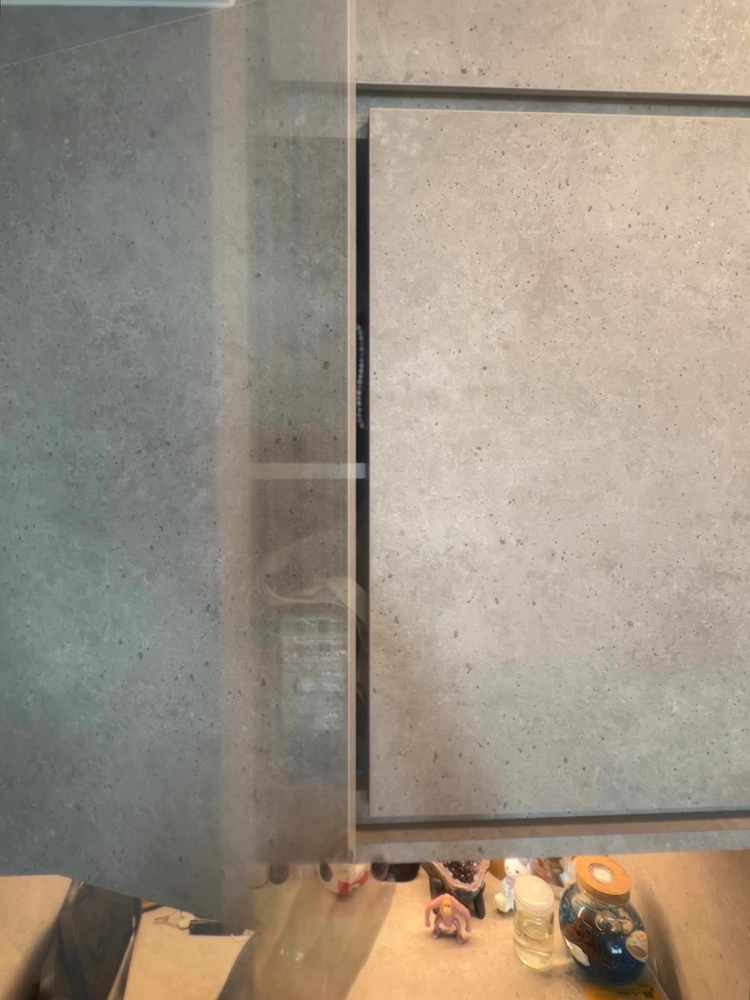 Entryway That Speaks Minimalism & Modern Life - concrete wall, glass door, indoor setting, cluttered space, small room