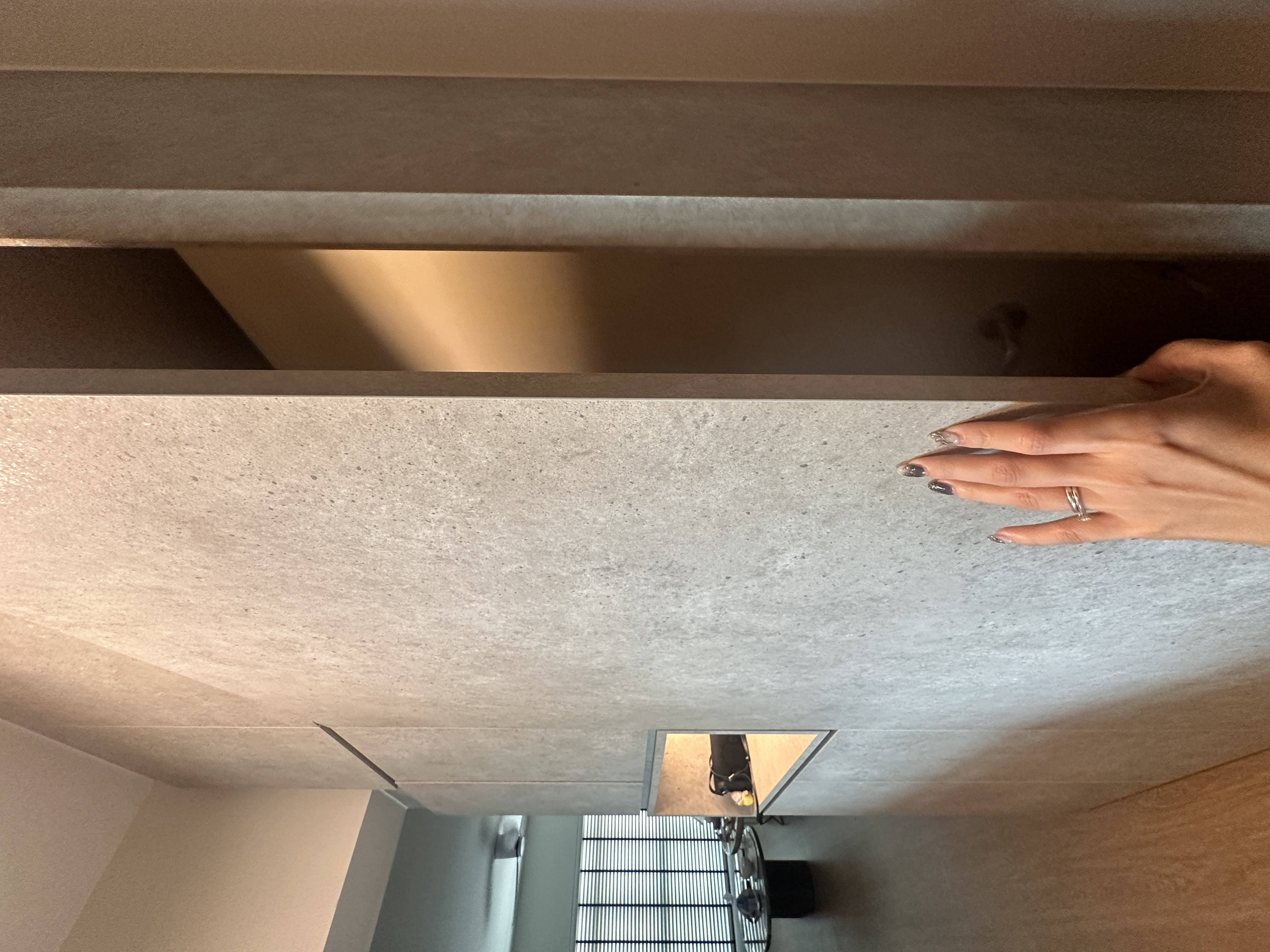 Entryway That Speaks Minimalism & Modern Life - Floor, ceiling, wall, texture, modern, minimalist, hand, nail polish, ring