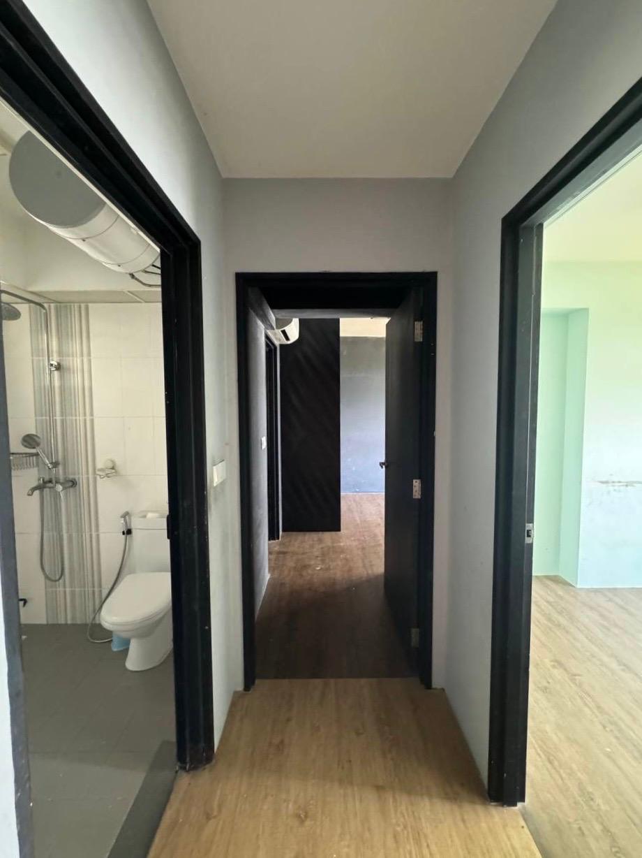 Our House-Hunting Journey: Finding 'the One' or Not? - Bathroom interior, hallway, shower, toilet, white tiles, black frame