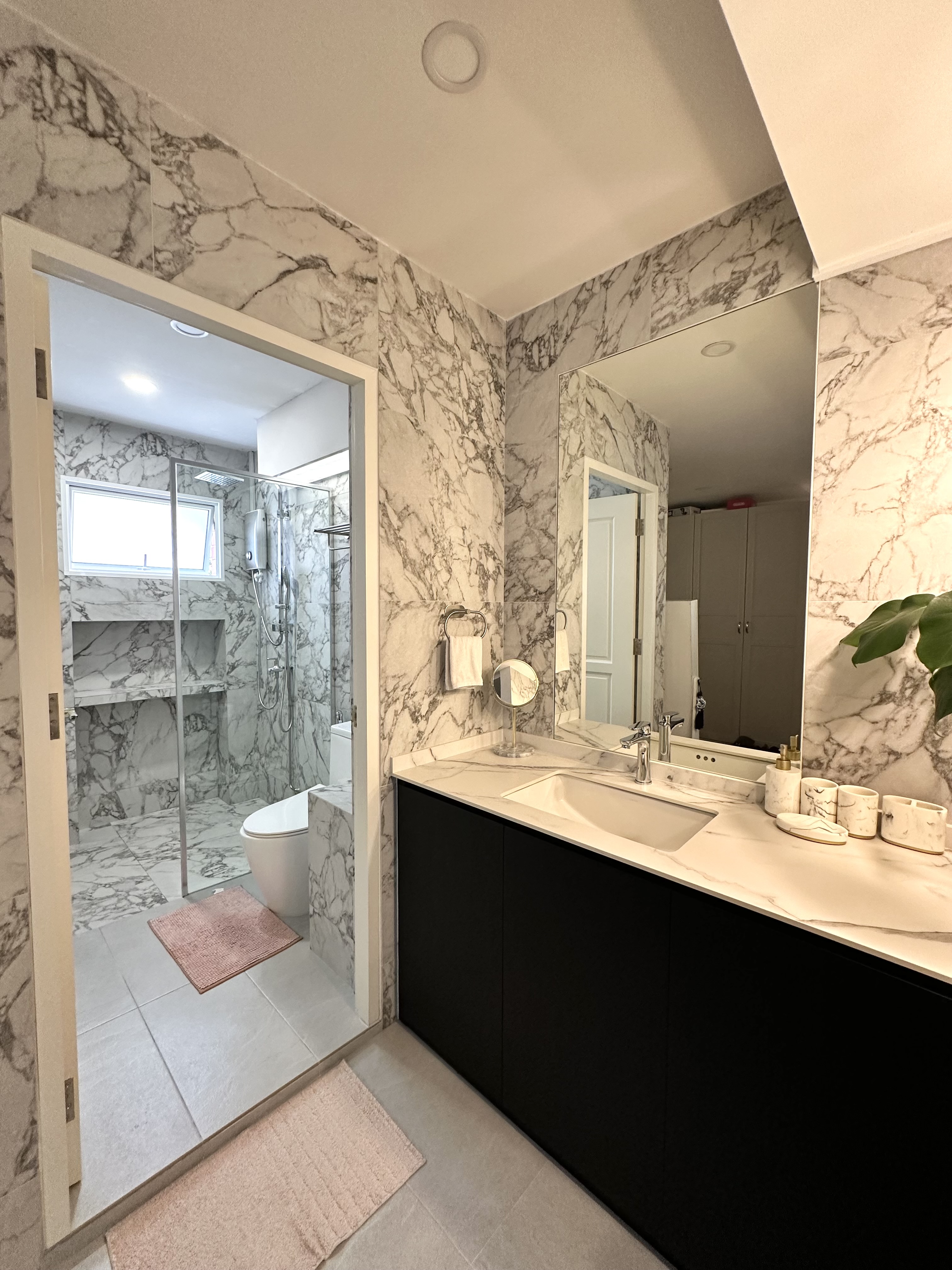 Vanity Reveal - Marble and Mirrors