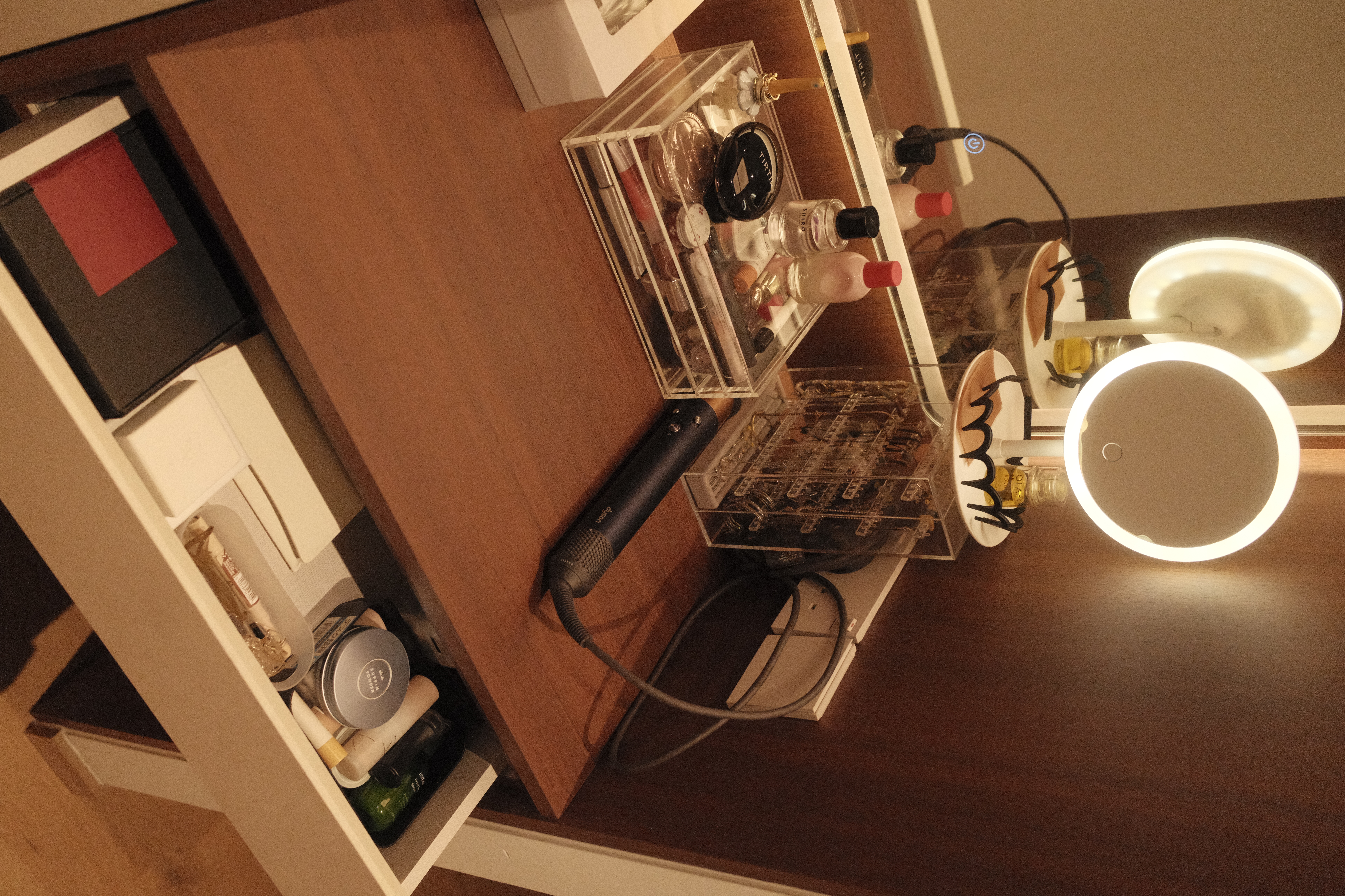 Retro Glow: Our Mid-Century Vanity Nook Tucked In Our Walk-In Wardrobe