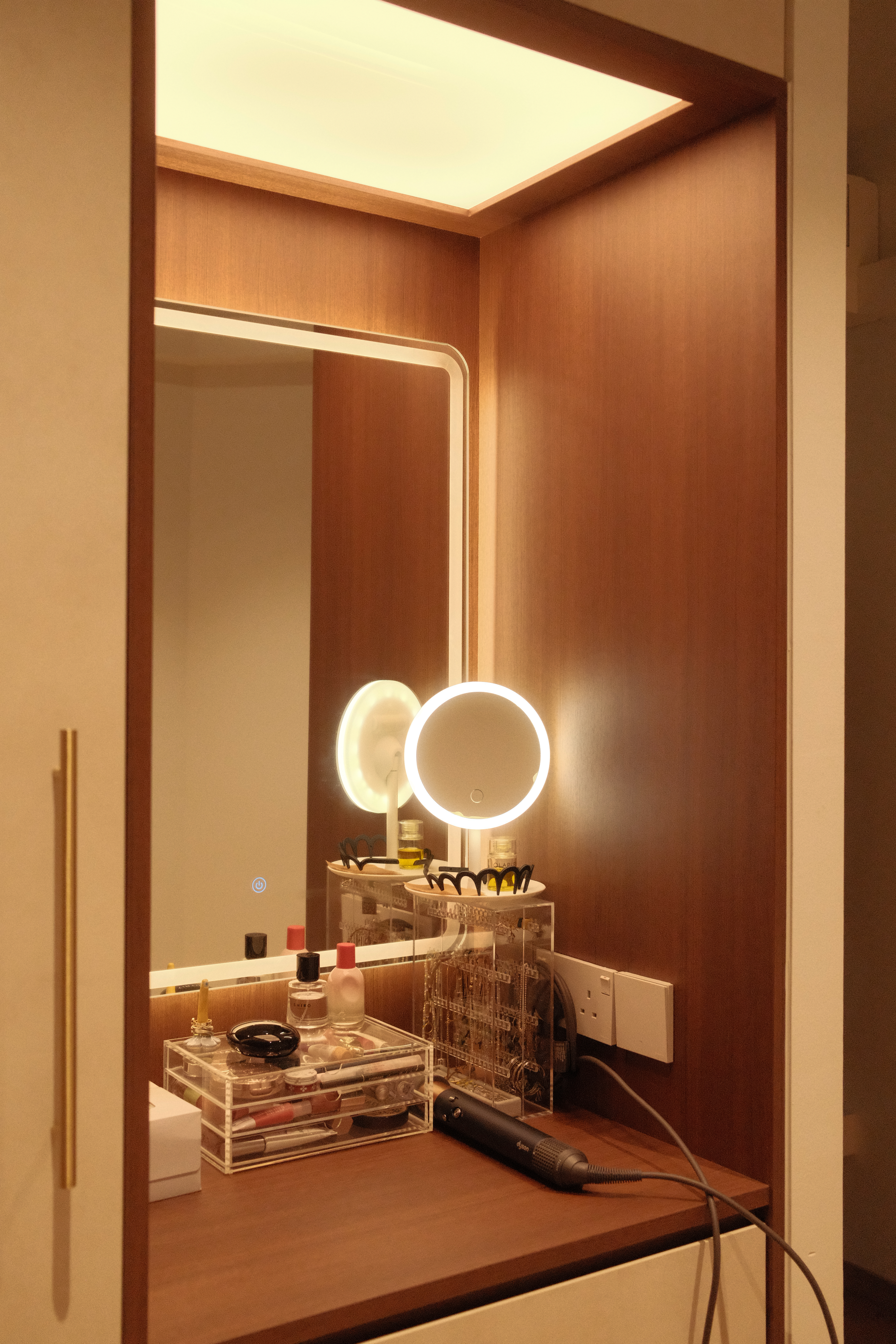 Retro Glow: Our Mid-Century Vanity Nook Tucked In Our Walk-In Wardrobe