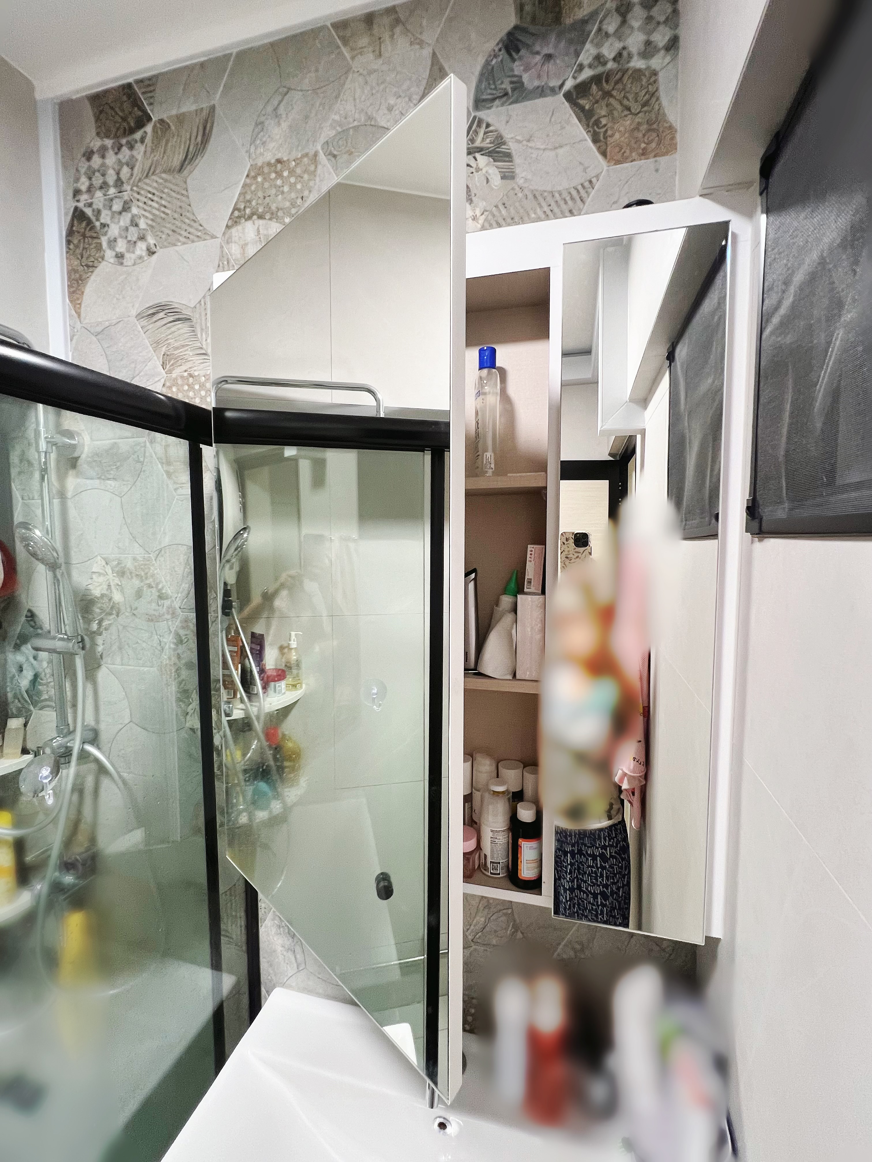 A vanity area without the vanity table/desk to save space