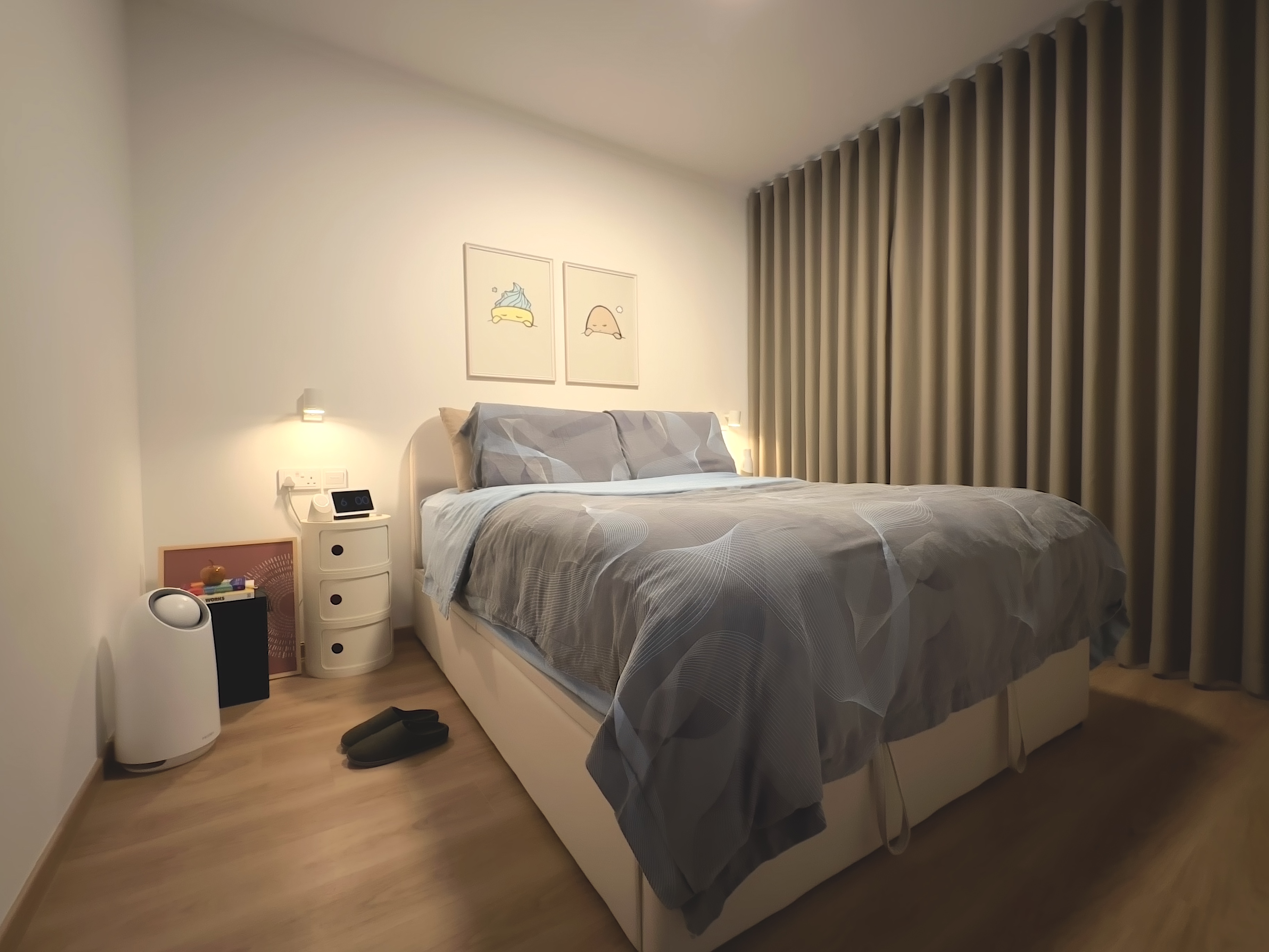 Cosy Minimalist Bedroom with Smart Features and No Built-in!