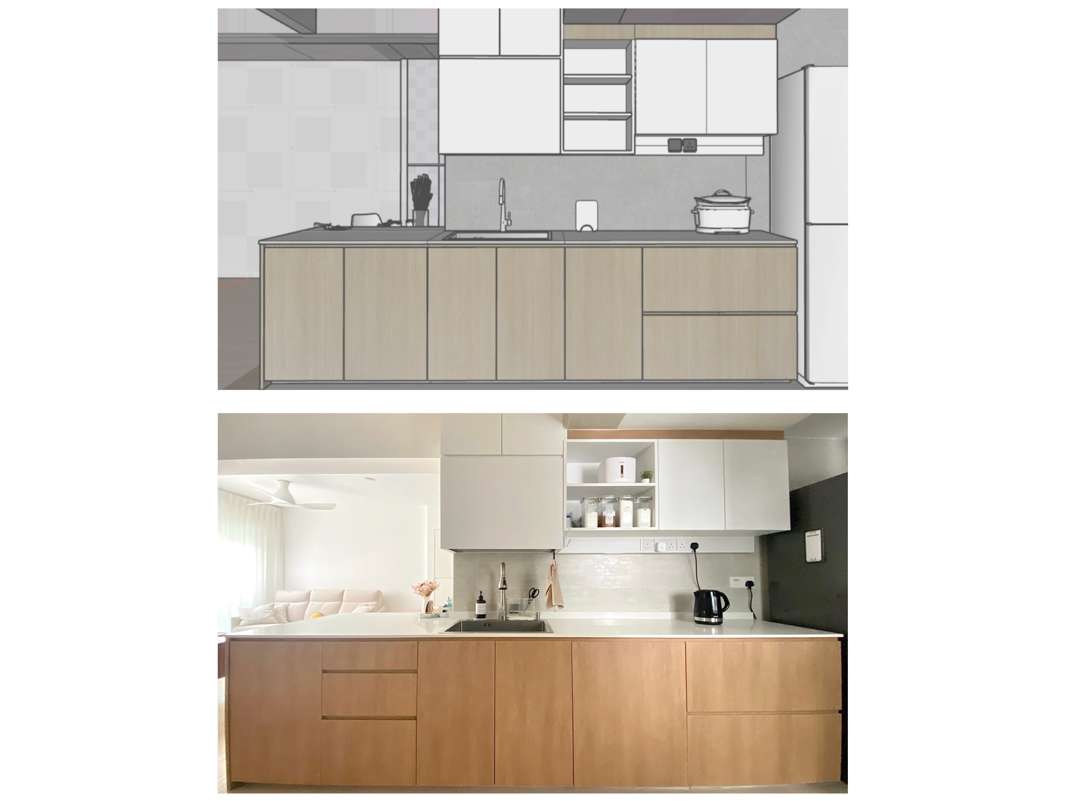 Renders VS Reality: Minimalist Kitchen Edition