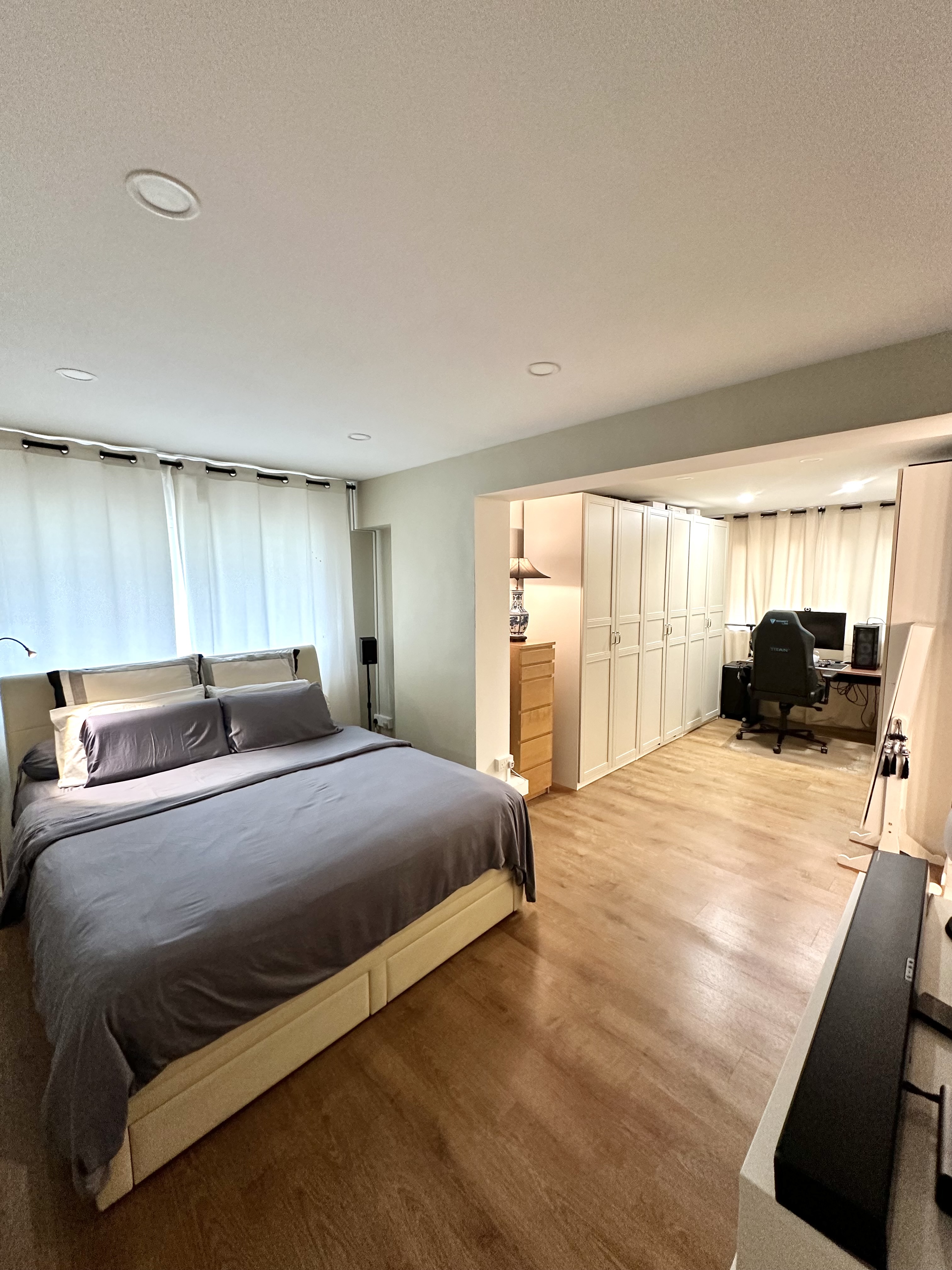Master Bedroom in Tiong Bahru Home: Double the Space, Double the Calm