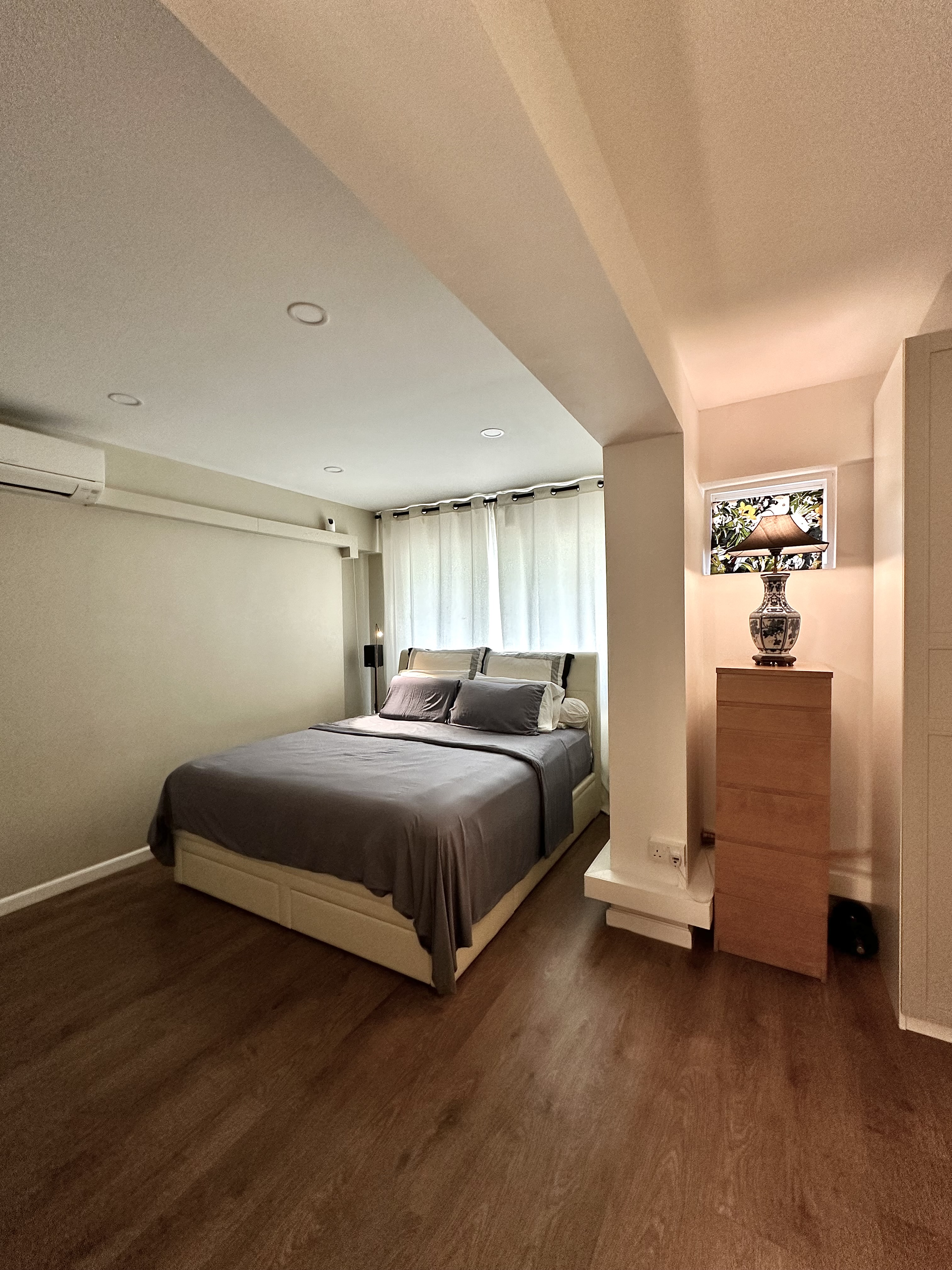 Master Bedroom in Tiong Bahru Home: Double the Space, Double the Calm