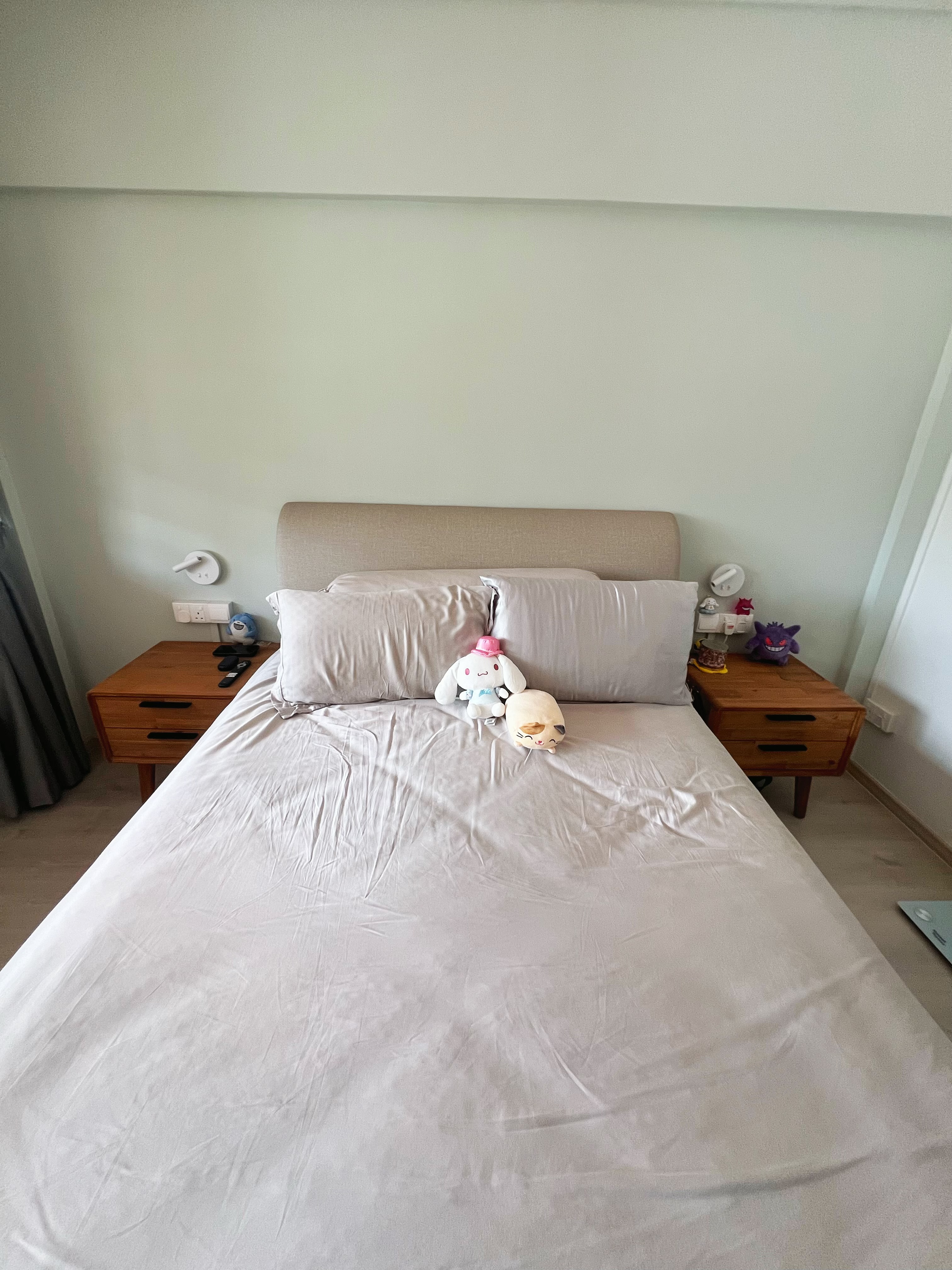 Cozy minimalist master bedroom with walk-in wardrobe