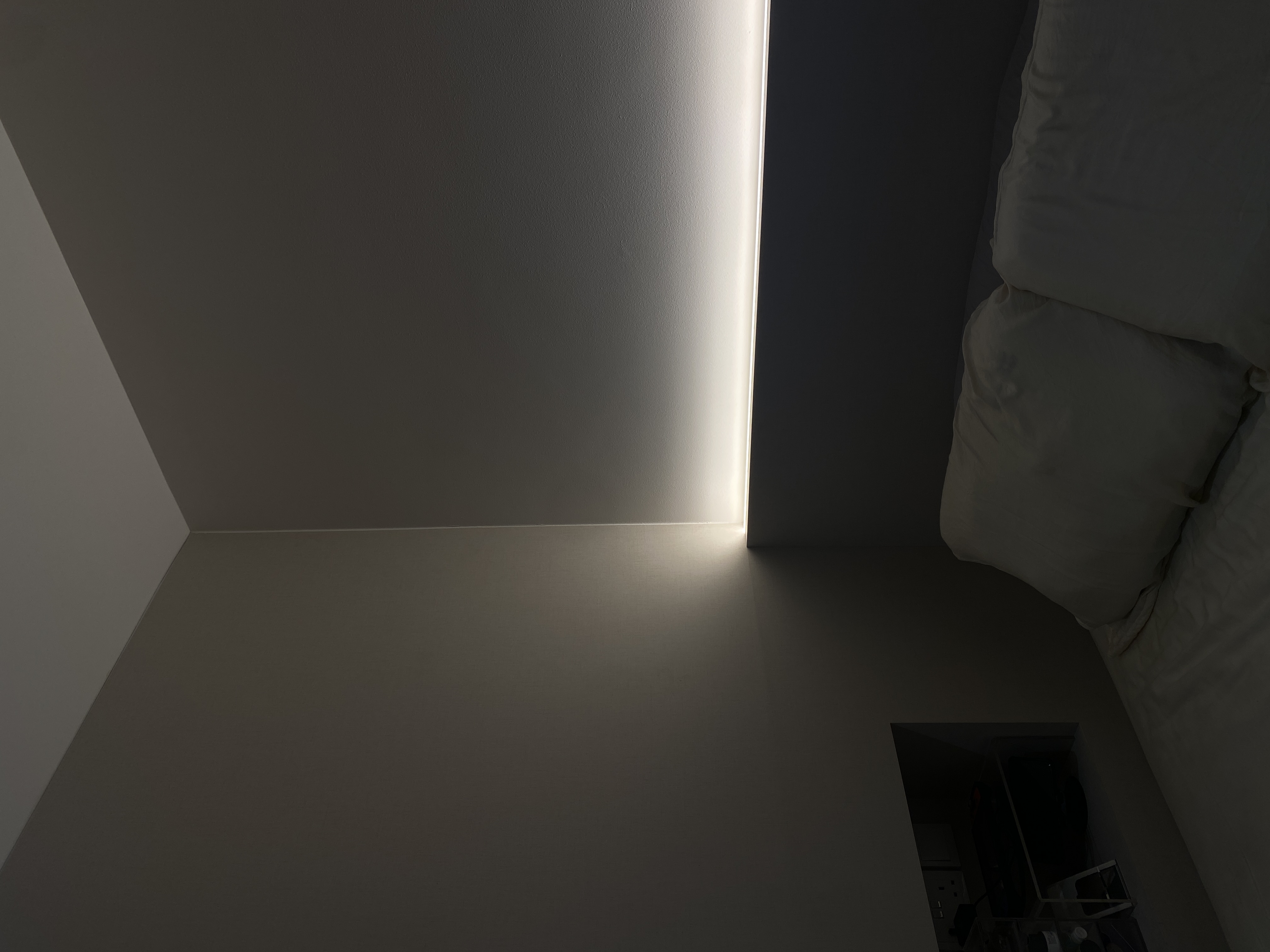 Bedroom: Maximizing Space with Platform Bed and Mini Walk in Wardrobe