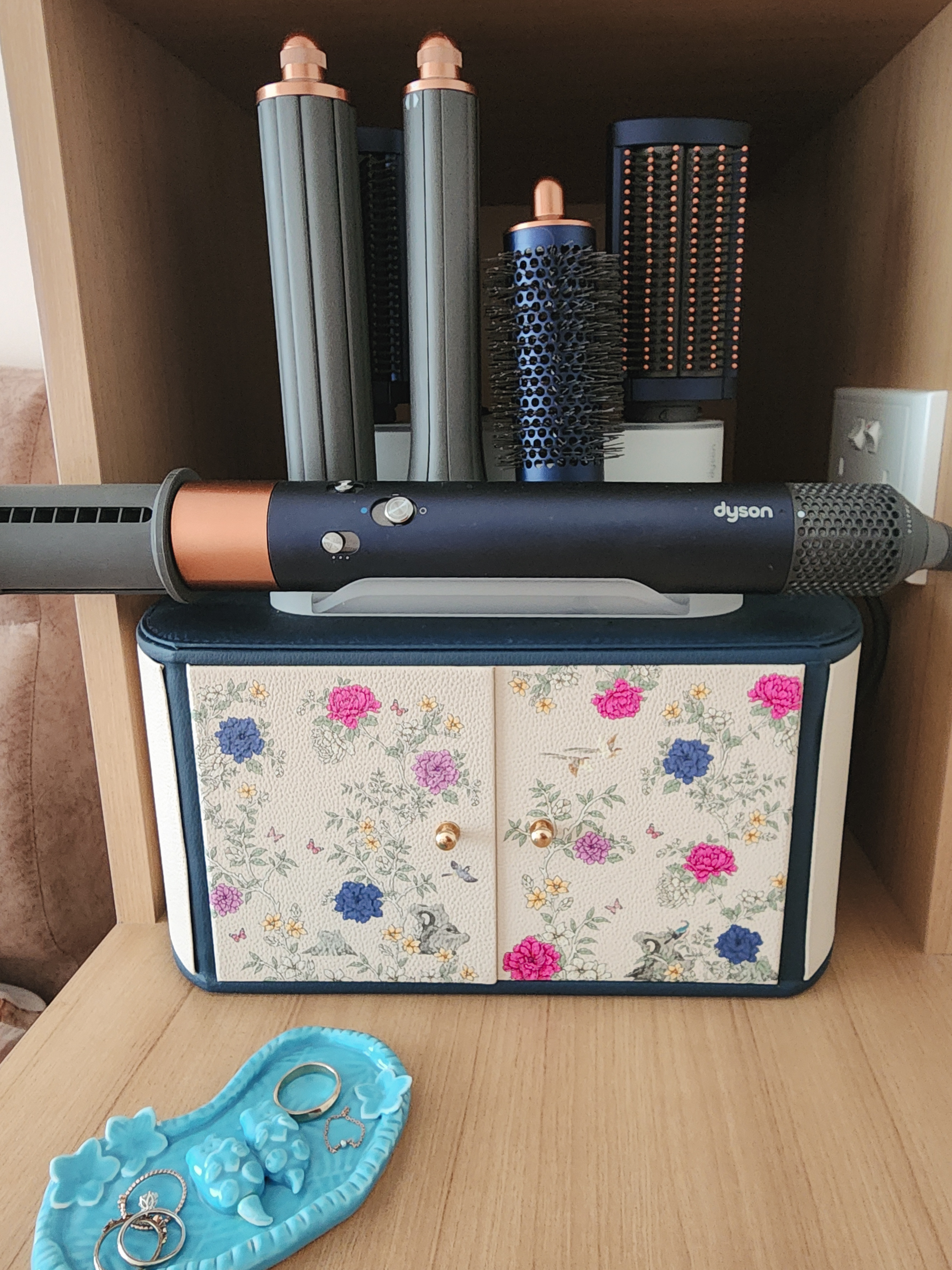 A hidden vanity in our semi walk-in wardrobe