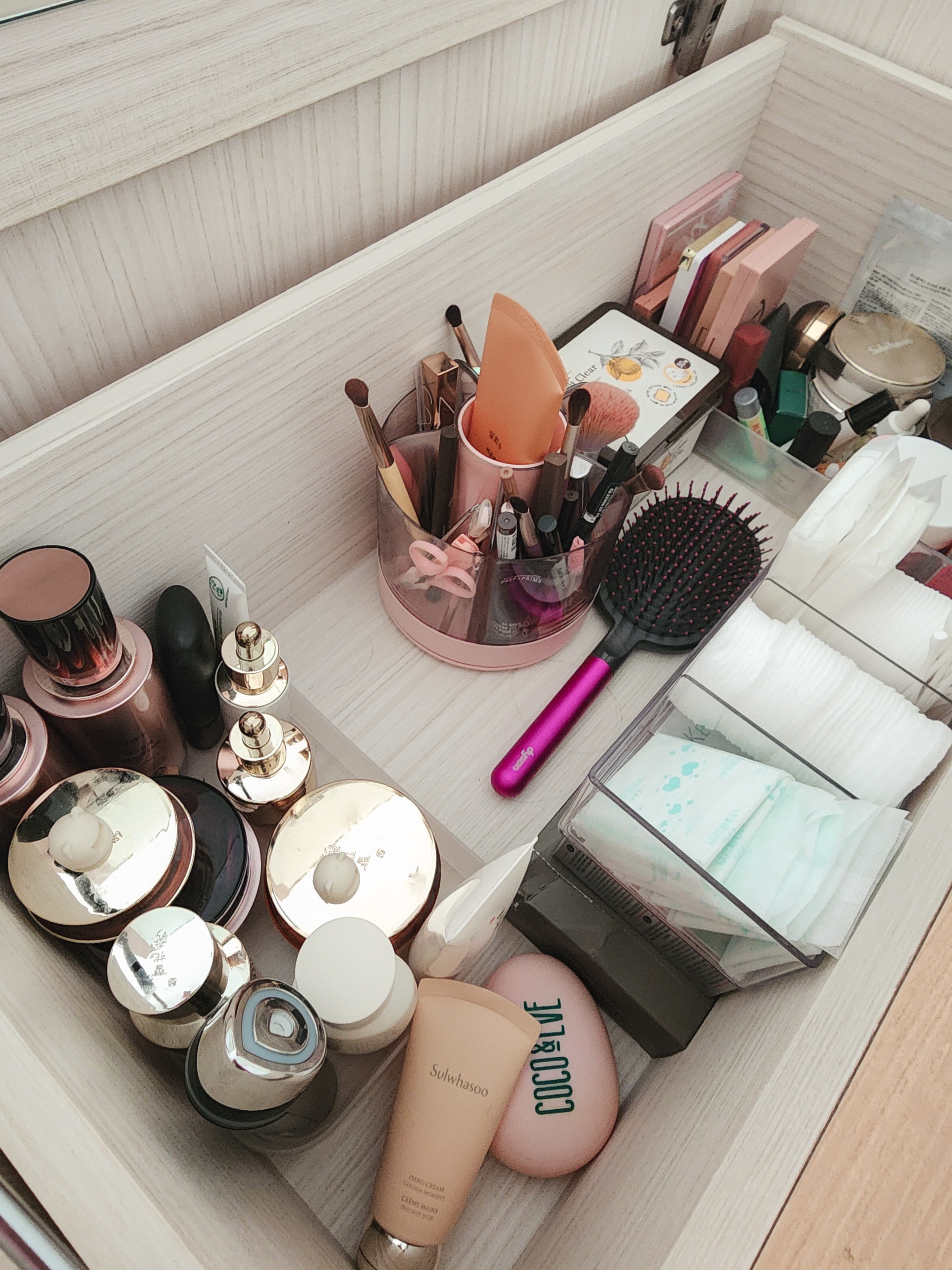 A hidden vanity in our semi walk-in wardrobe