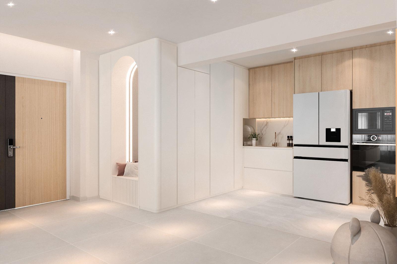 Renders vs reality: Japandi Luxe Living room, Kitchen & Dining