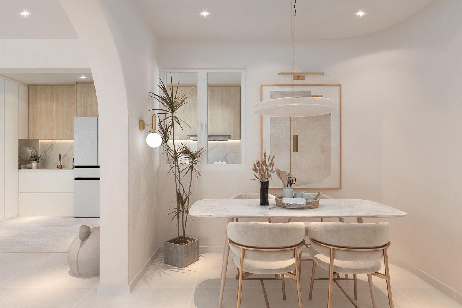 Renders vs reality: Japandi Luxe Living room, Kitchen & Dining