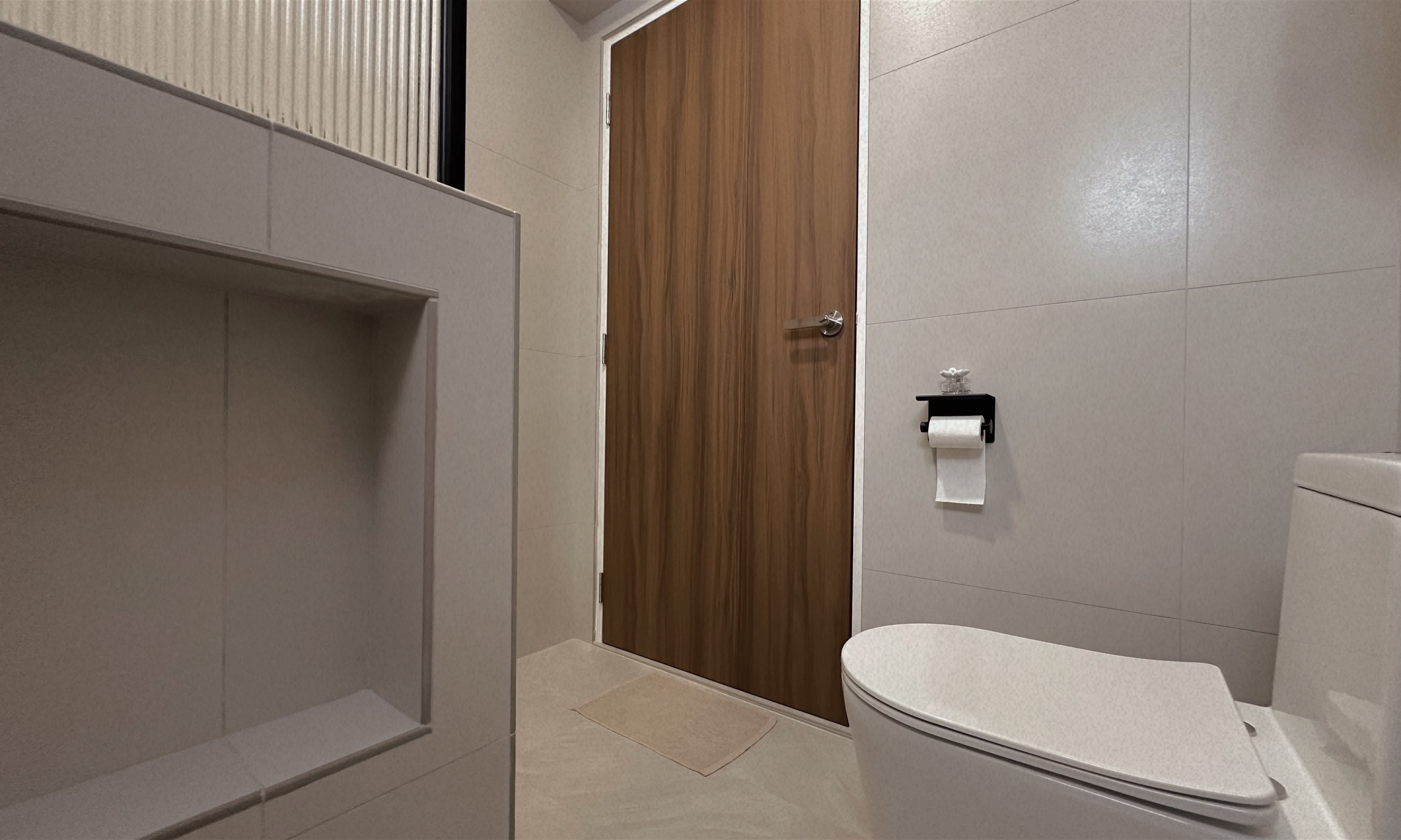 Featuring a statement piece in our minimalist bathroom!