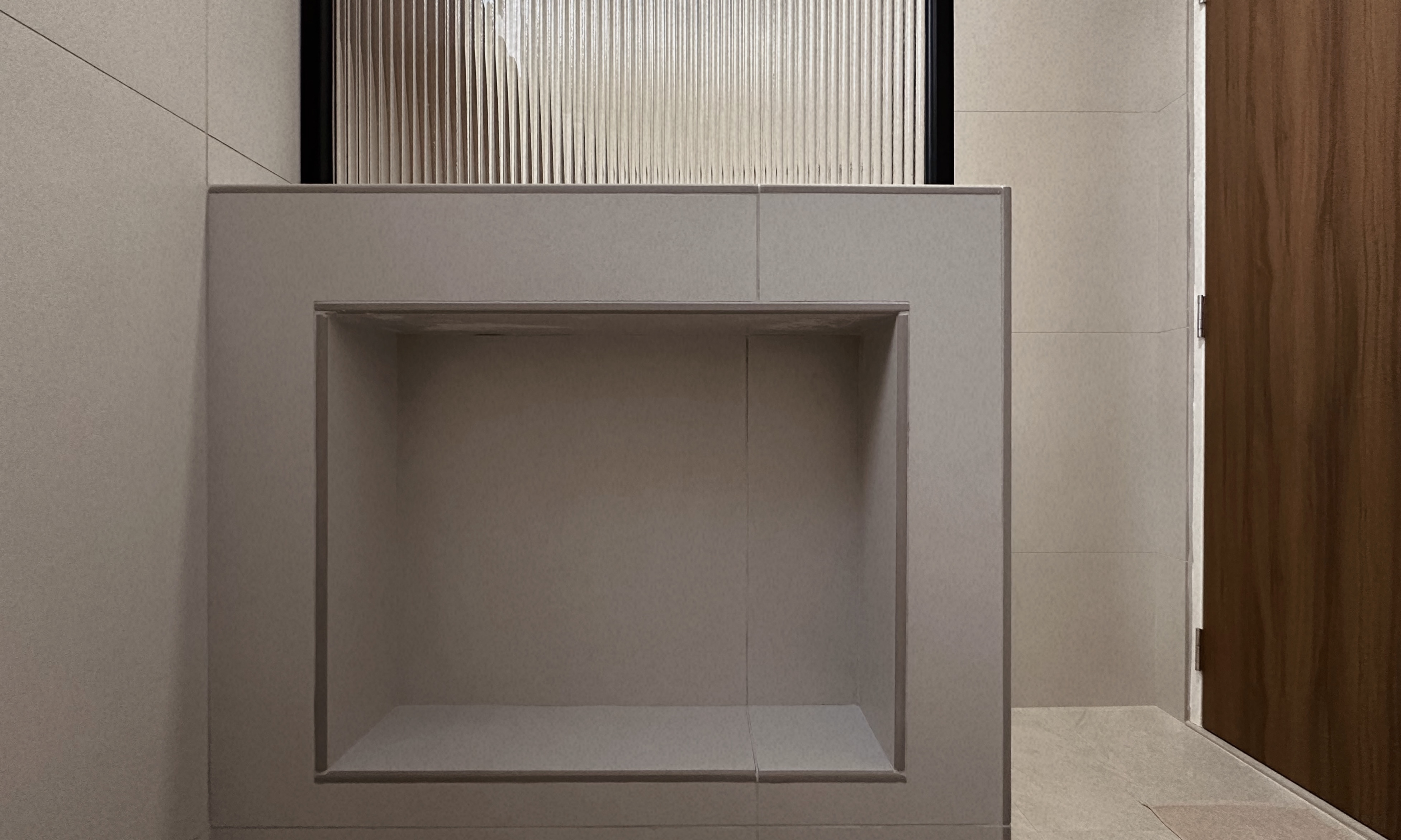 Featuring a statement piece in our minimalist bathroom!