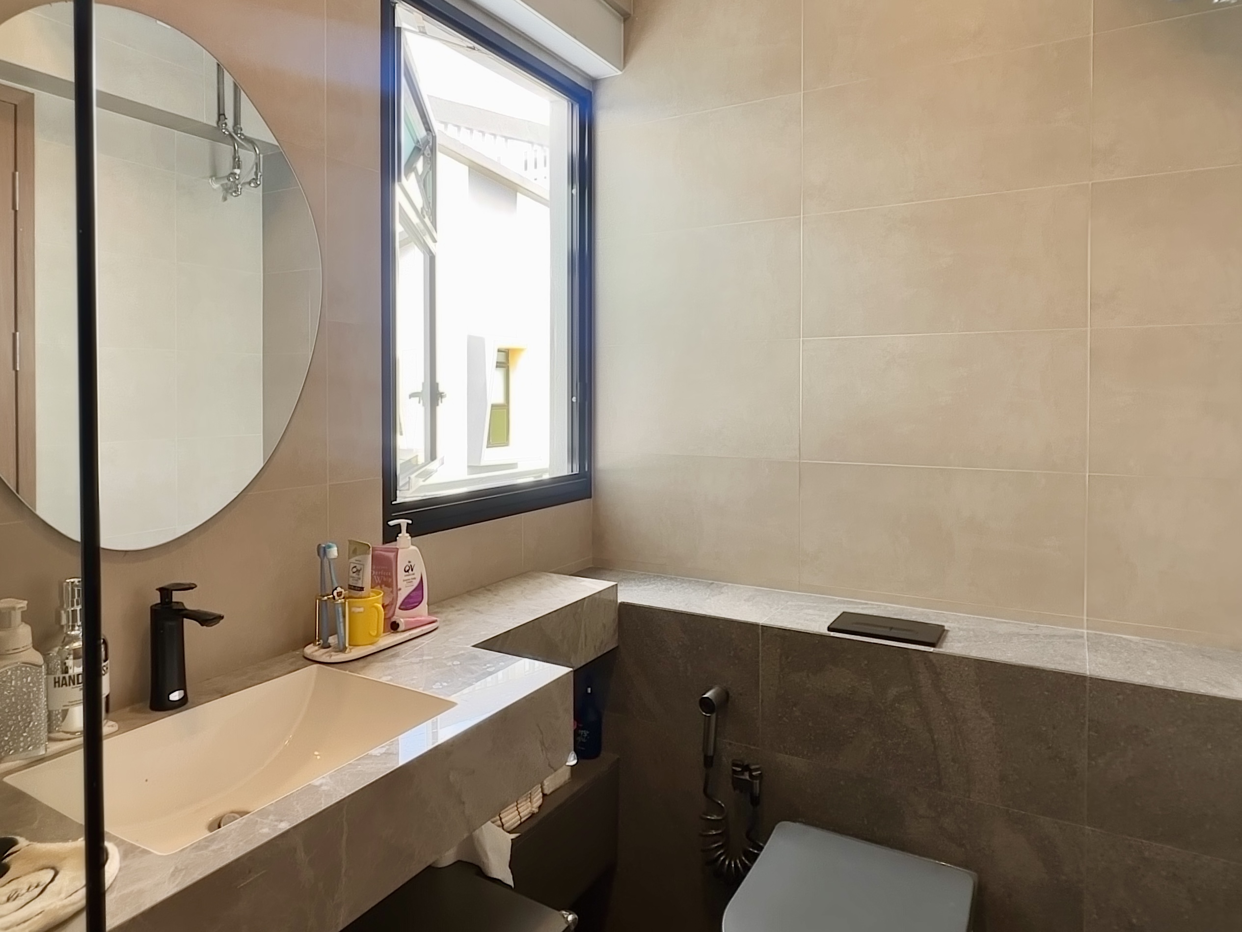 An All-Grey Guest Bathroom With Zero Built-Ins | Tampines