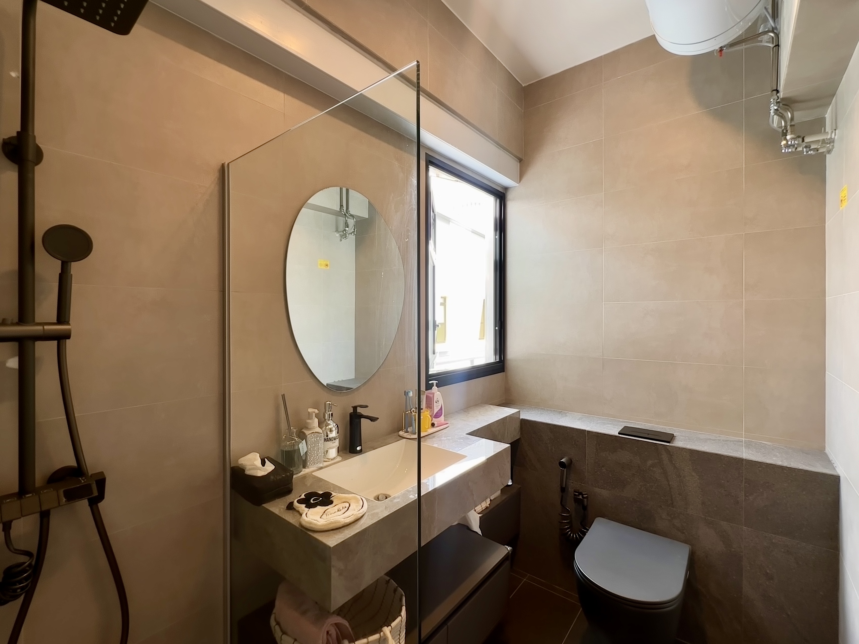An All-Grey Guest Bathroom With Zero Built-Ins | Tampines