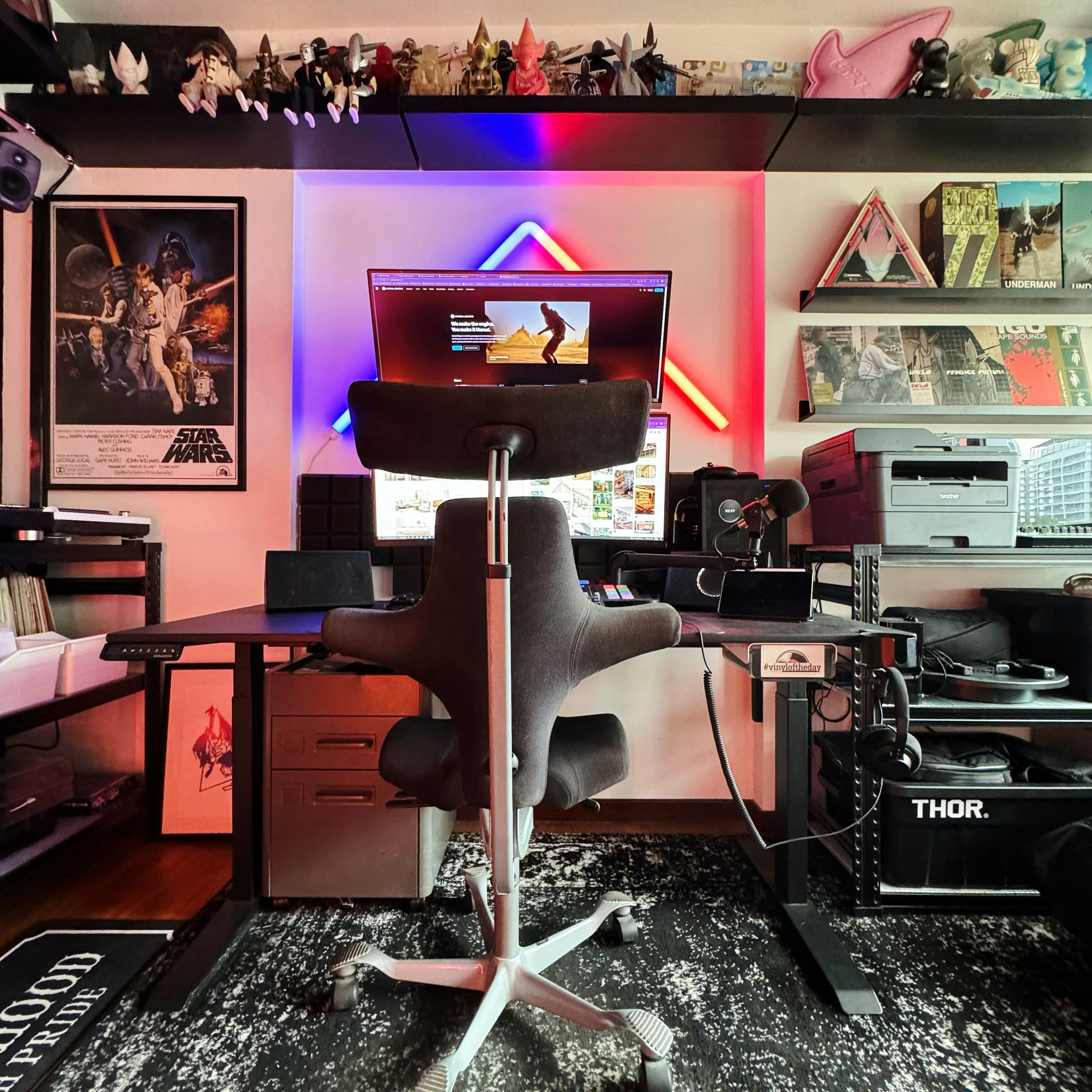A Fun Home Workspace Tour: Productivity Meets Collectibles & Music