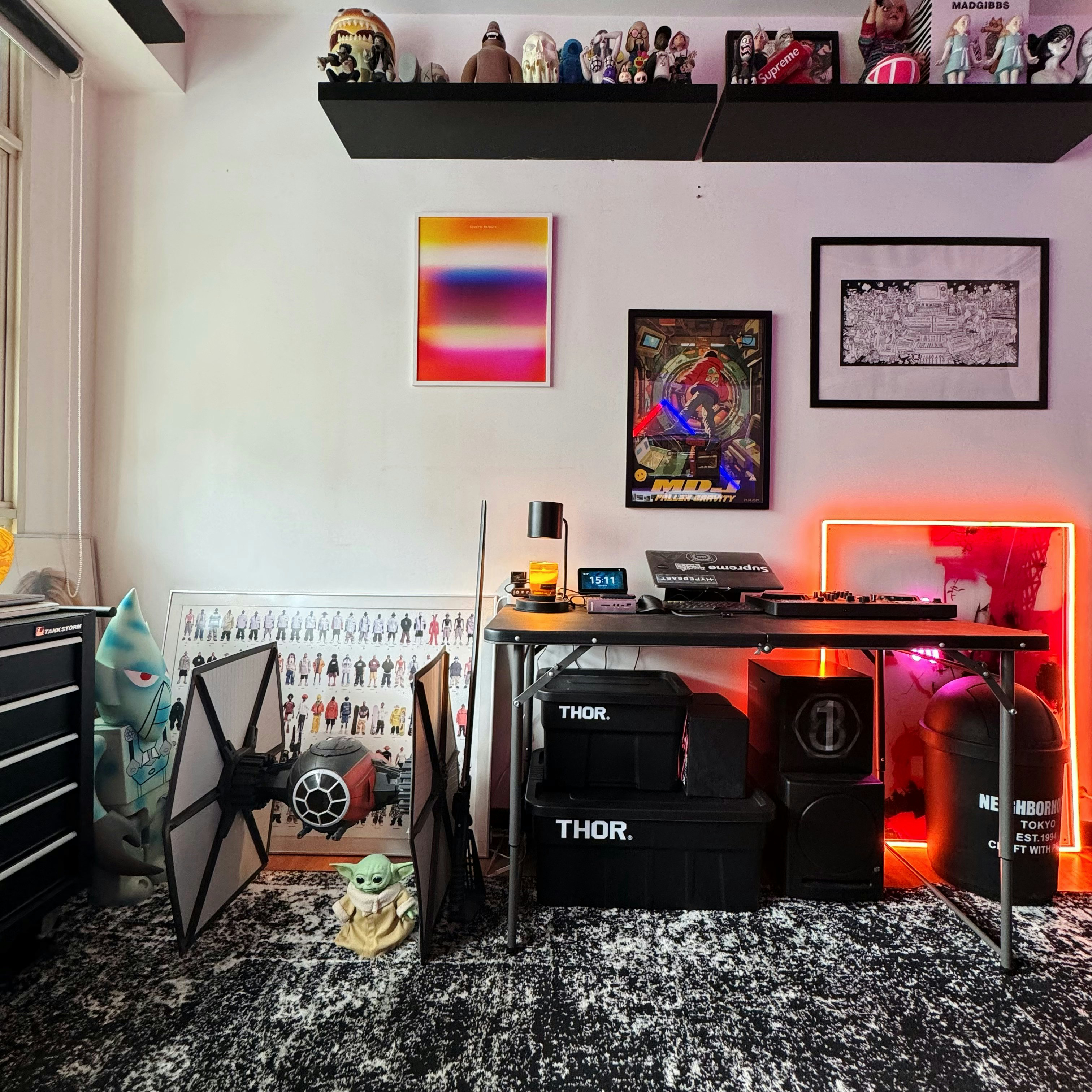 A Fun Home Workspace Tour: Productivity Meets Collectibles & Music