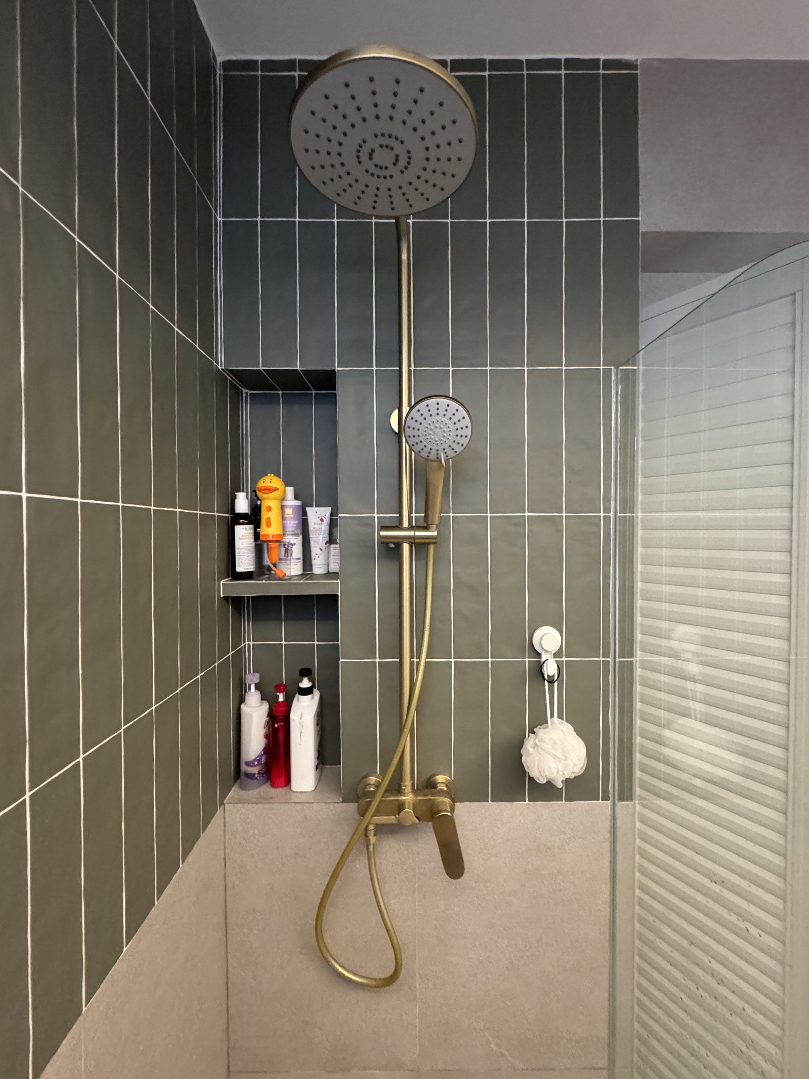 A Tale of Two Bathrooms: Terracotta Warmth and Olive Green Serenity