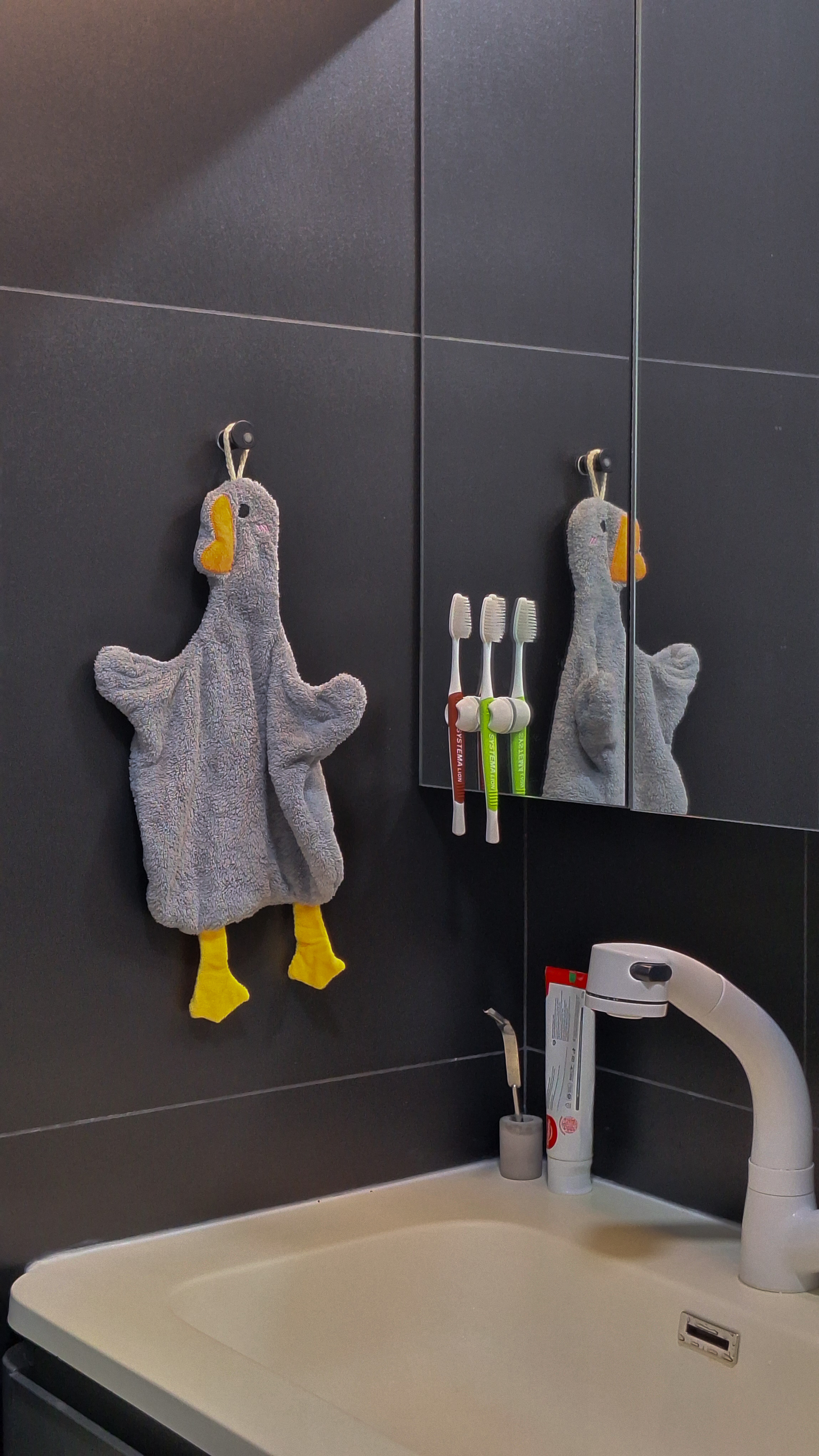 Click in to see 2 totally different bathrooms: Light vs Dark