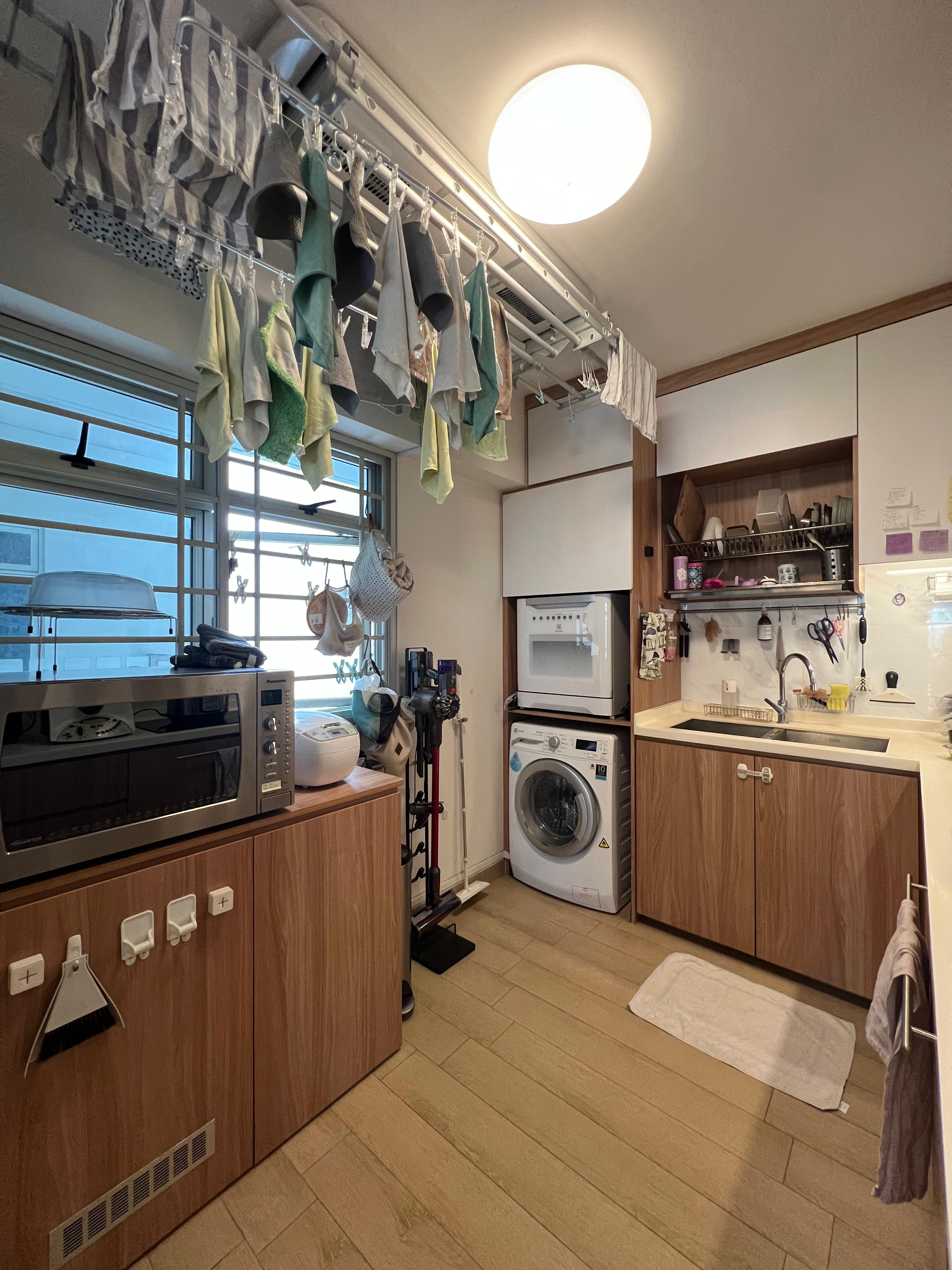 How we make a tiny laundry corner work in our small kitchen