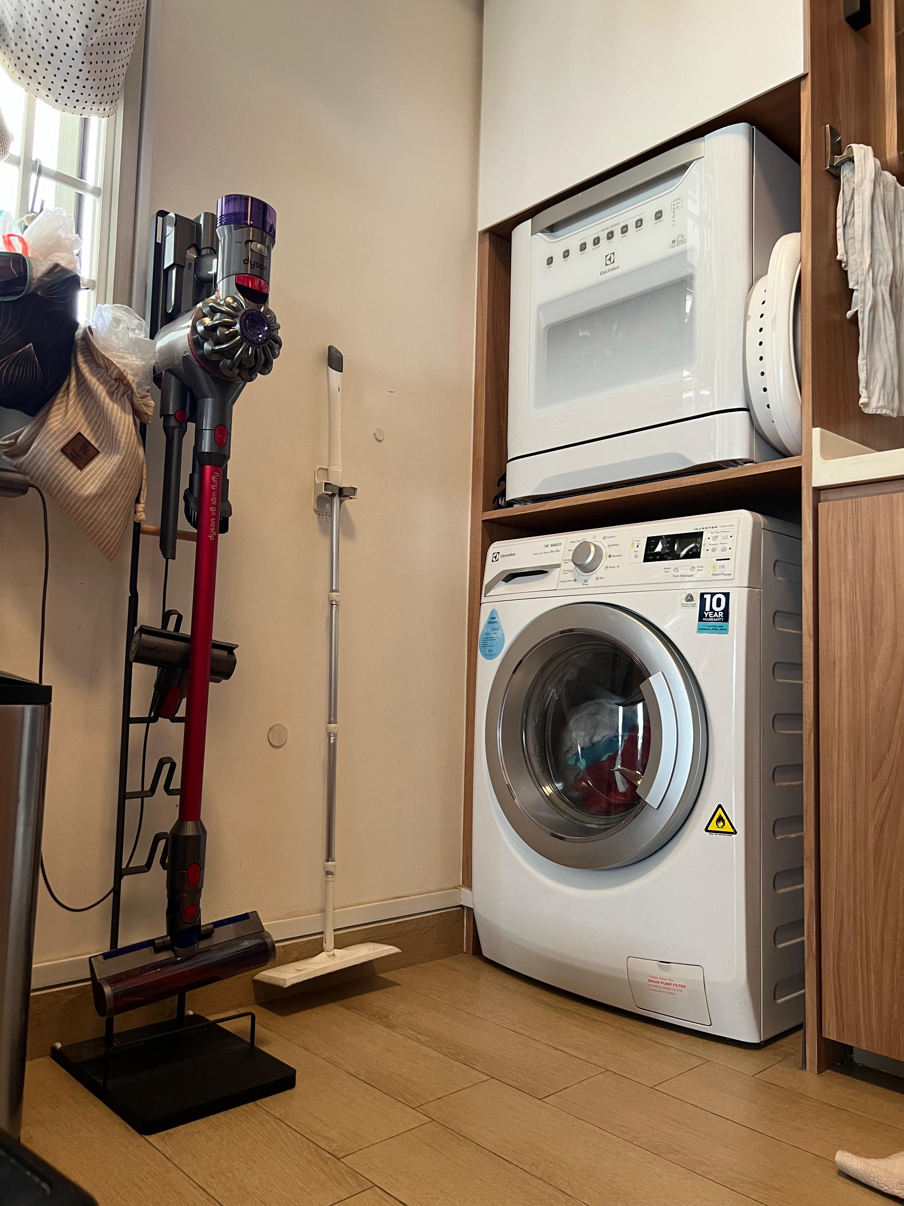 How we make a tiny laundry corner work in our small kitchen