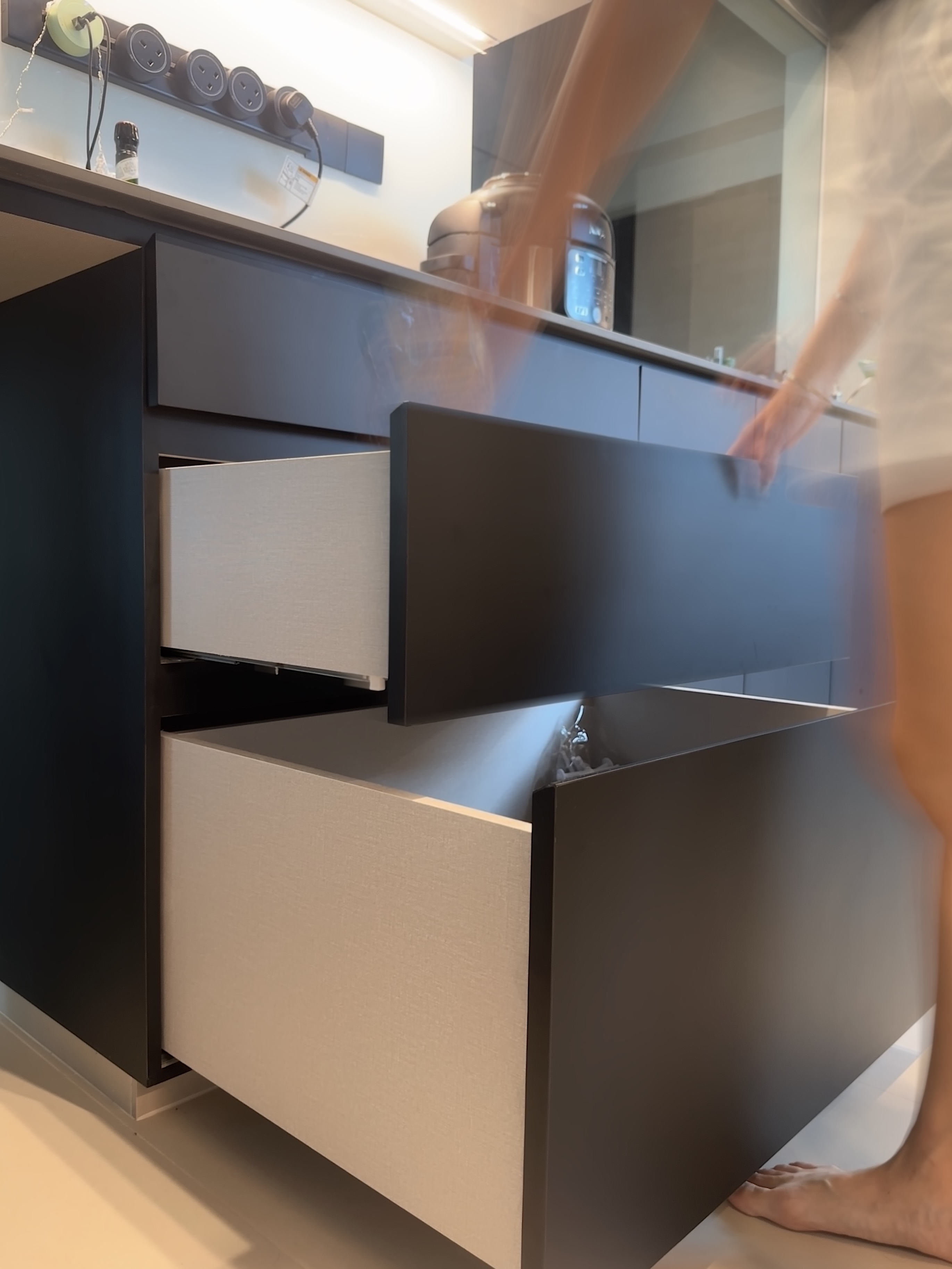 Organising Our Monochrome Open-Concept Kitchen | Tampines