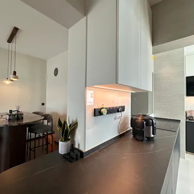 Customer home photo 5: Organising Our Monochrome Open-Concept Kitchen | Tampines