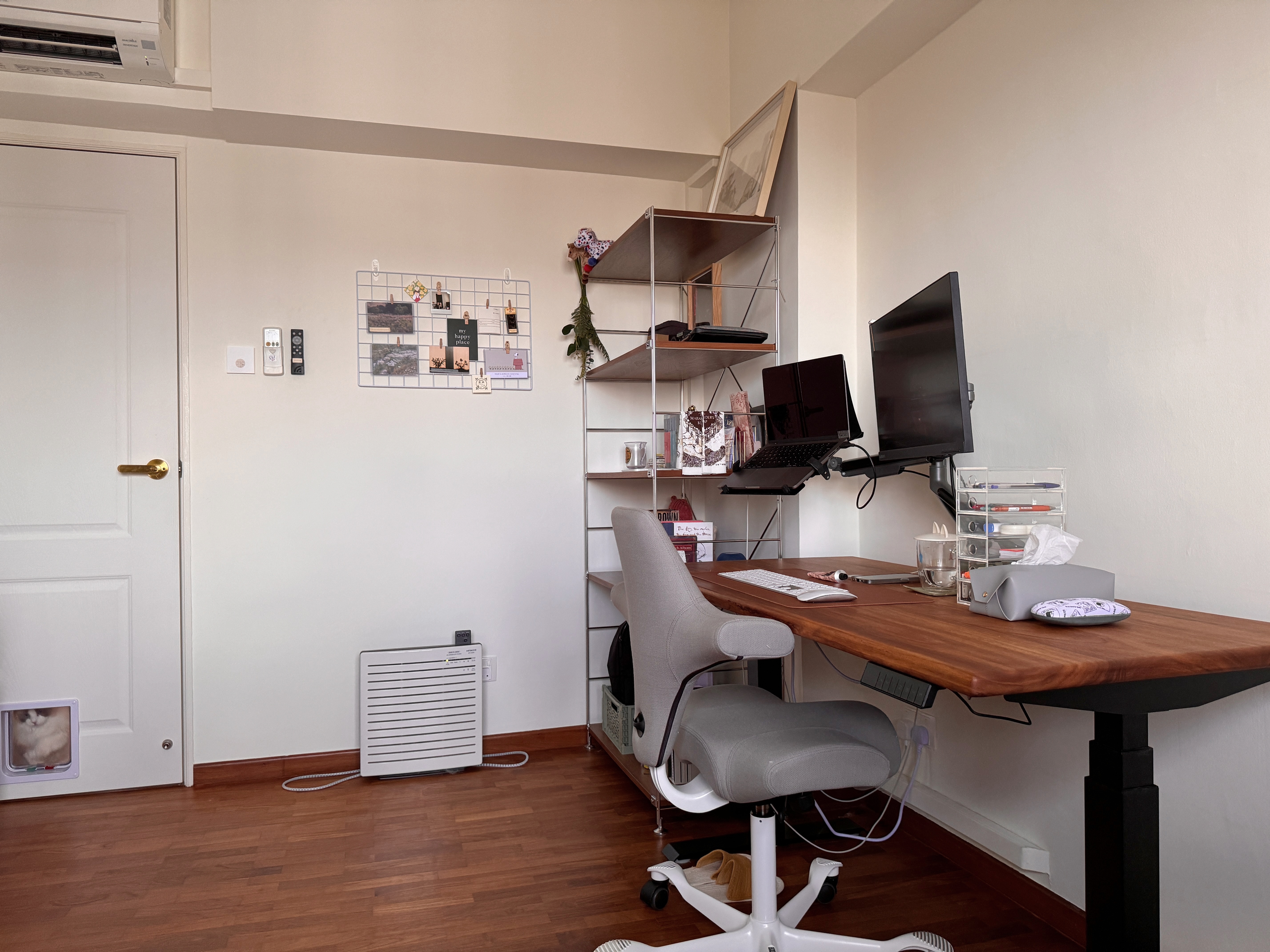 A Couple's Work From Home Setup With No Built-Ins