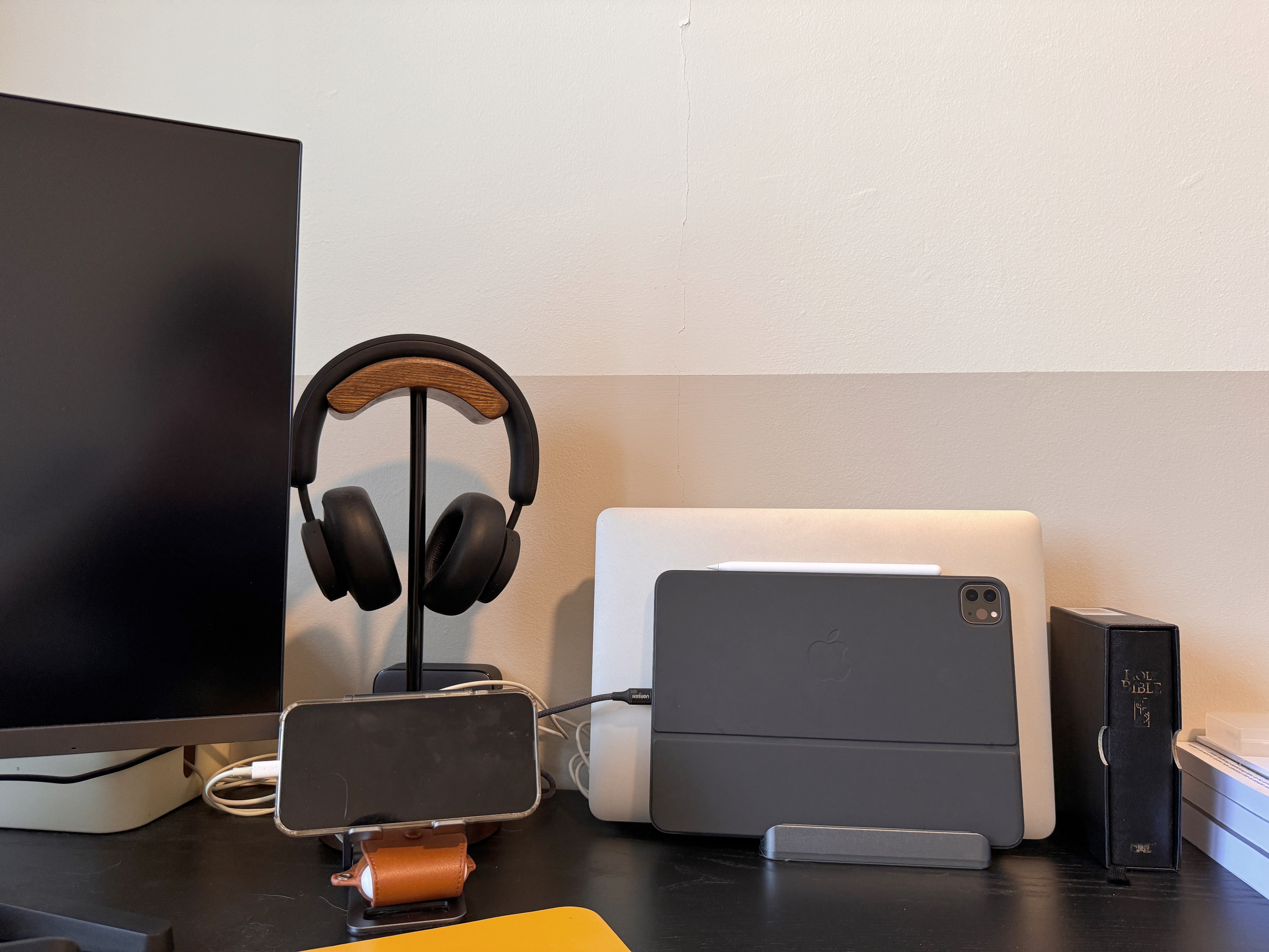 A Couple's Work From Home Setup With No Built-Ins