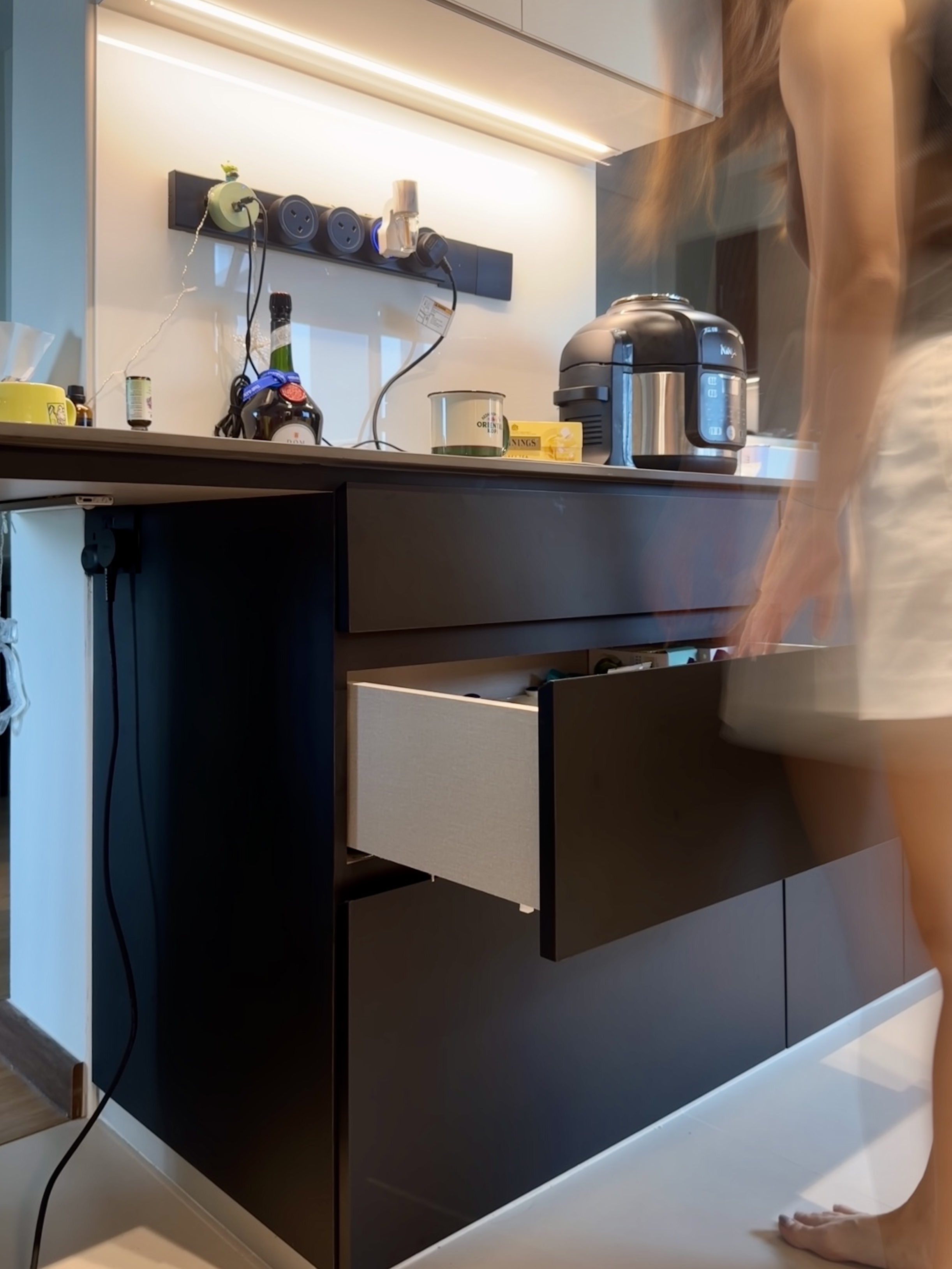 Organising Our Monochrome Open-Concept Kitchen | Tampines