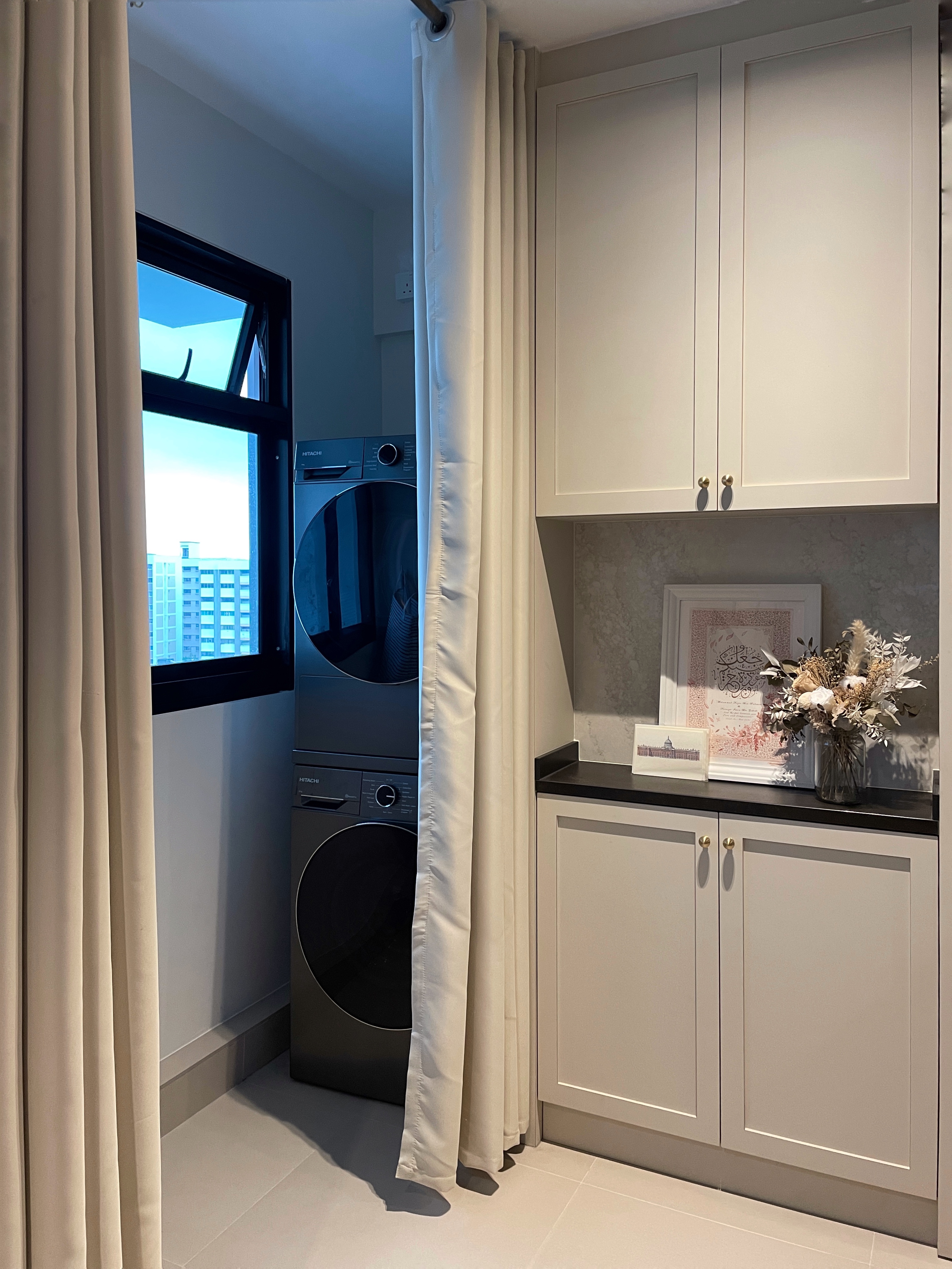 Laundry-yard-separated-by-a-Curtain