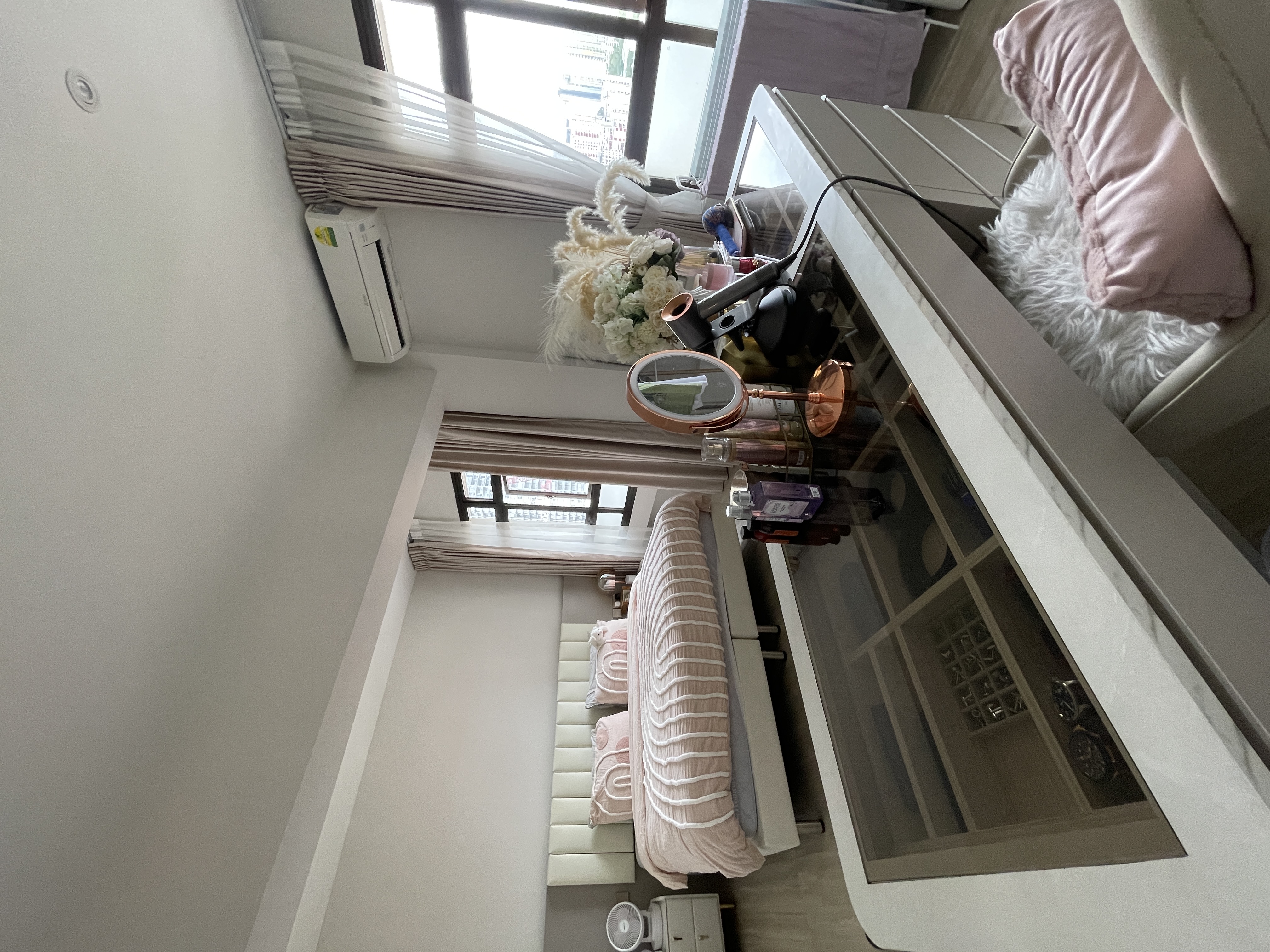 Modern luxe centrepiece curved vanity island in re-invented MBR