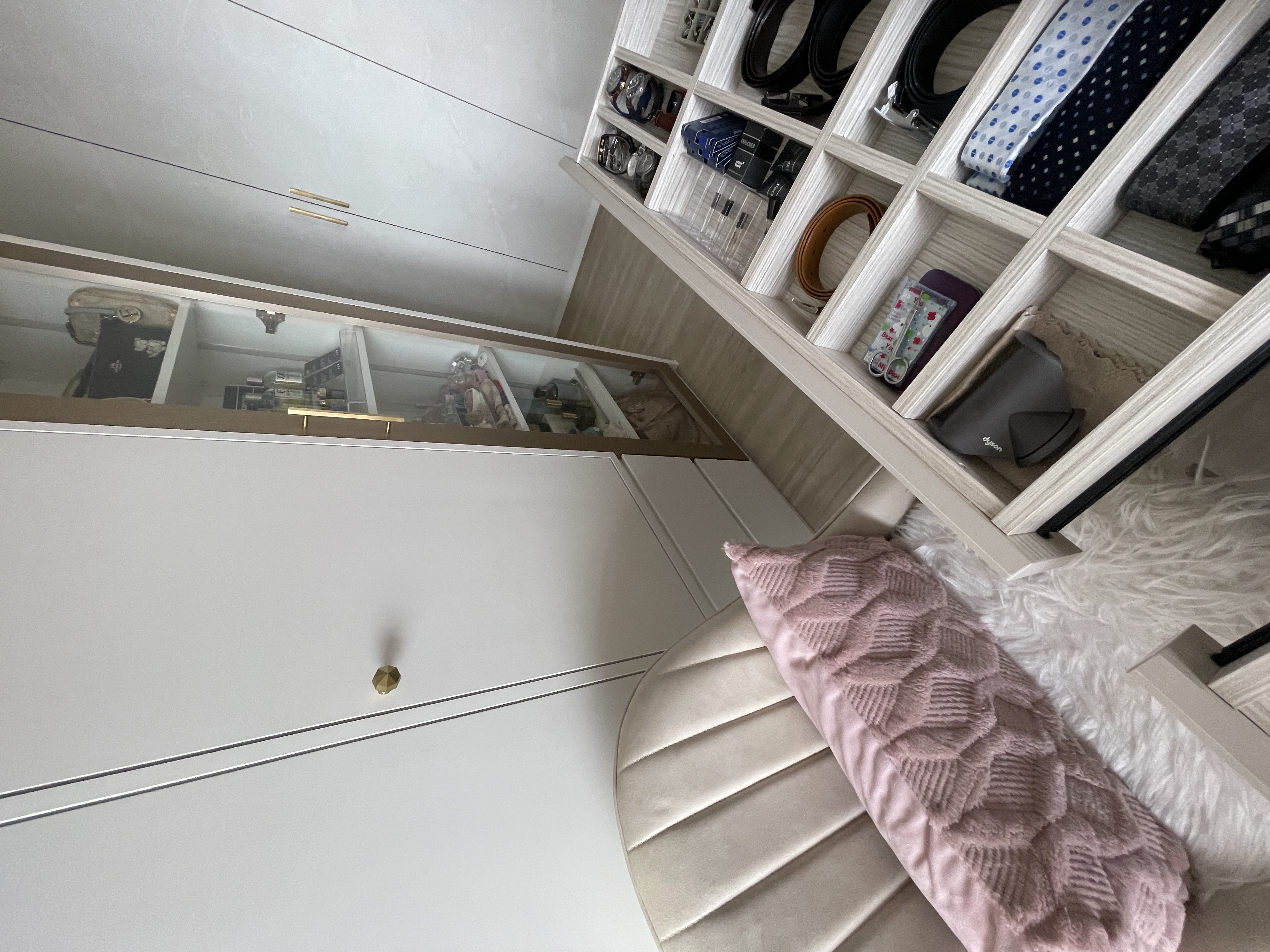 Modern luxe centrepiece curved vanity island in re-invented MBR