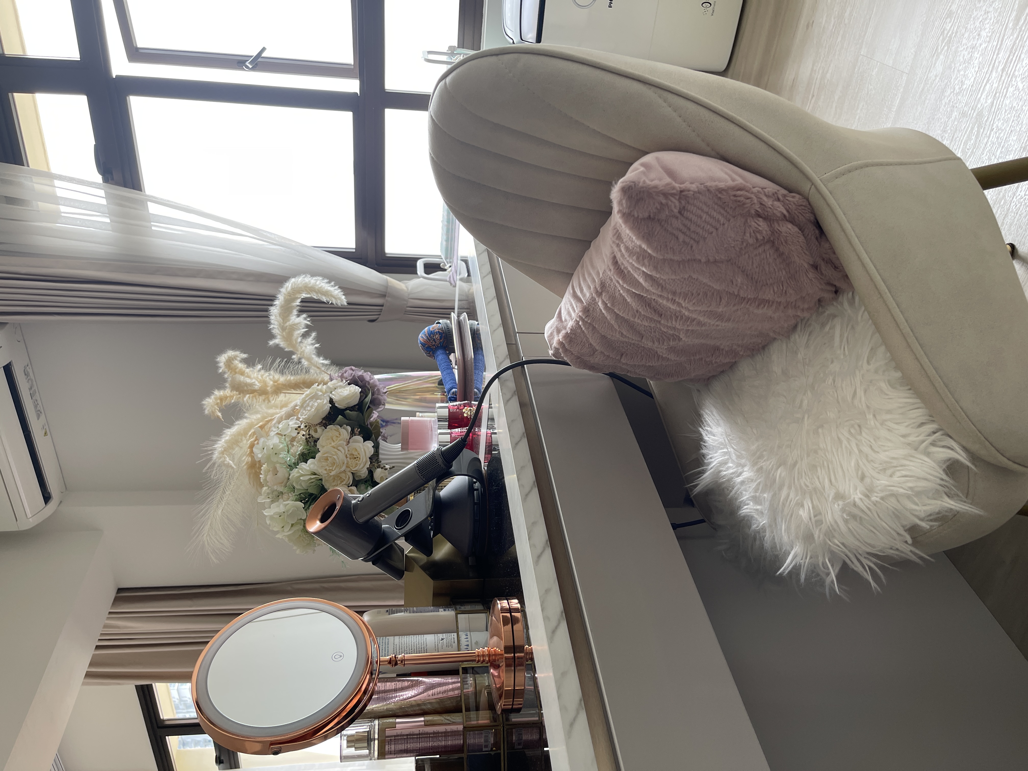 Modern luxe centrepiece curved vanity island in re-invented MBR