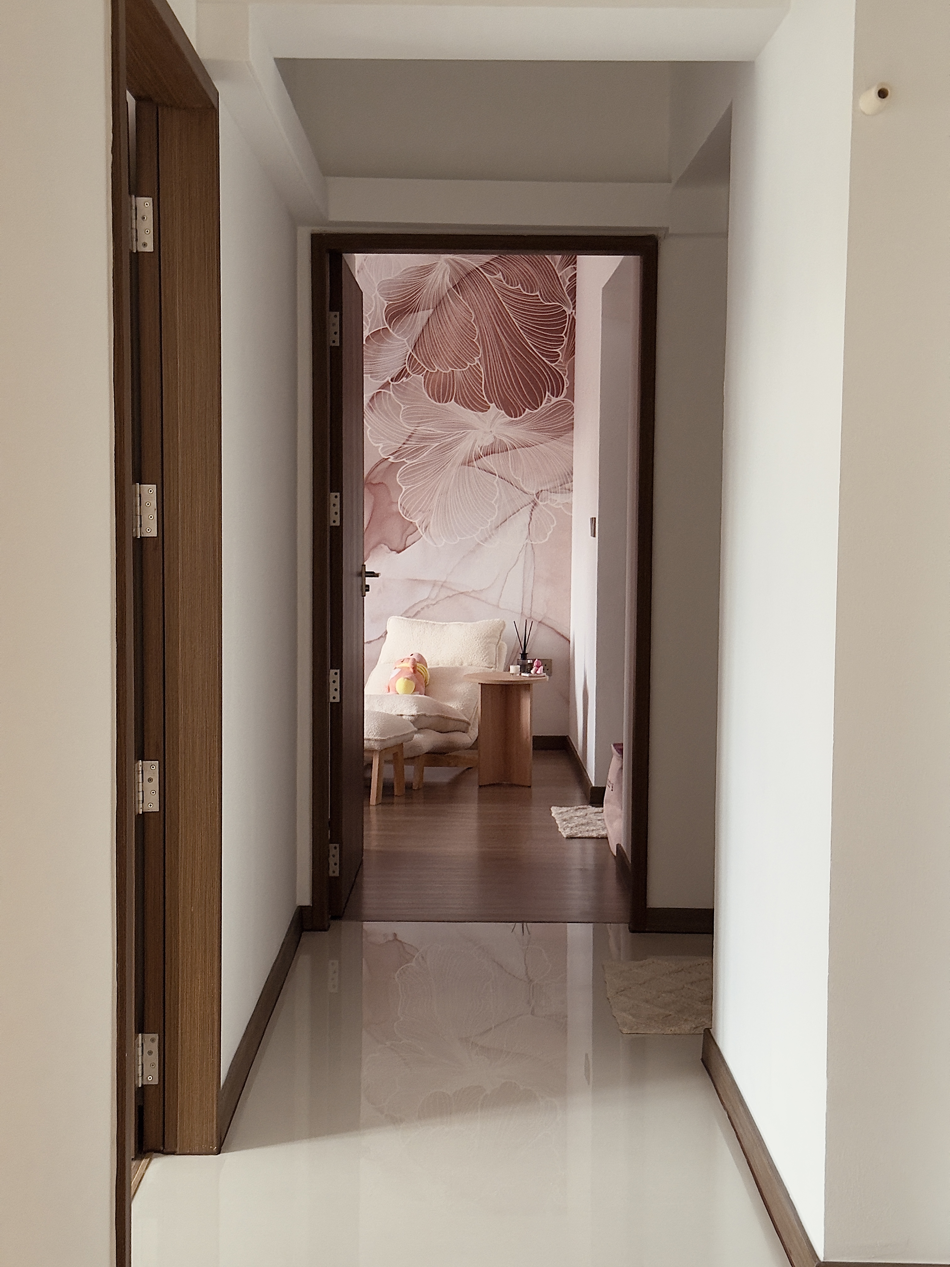 A modern master bedroom in our Japandi themed apartment