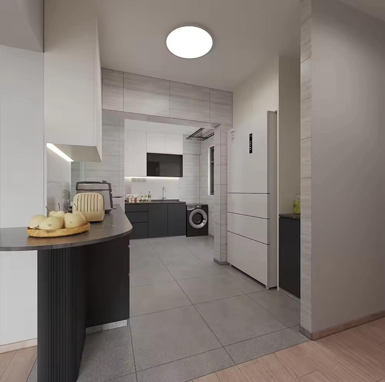 Renders VS Reality | Monochrome Open-Concept Kitchen | Tampines