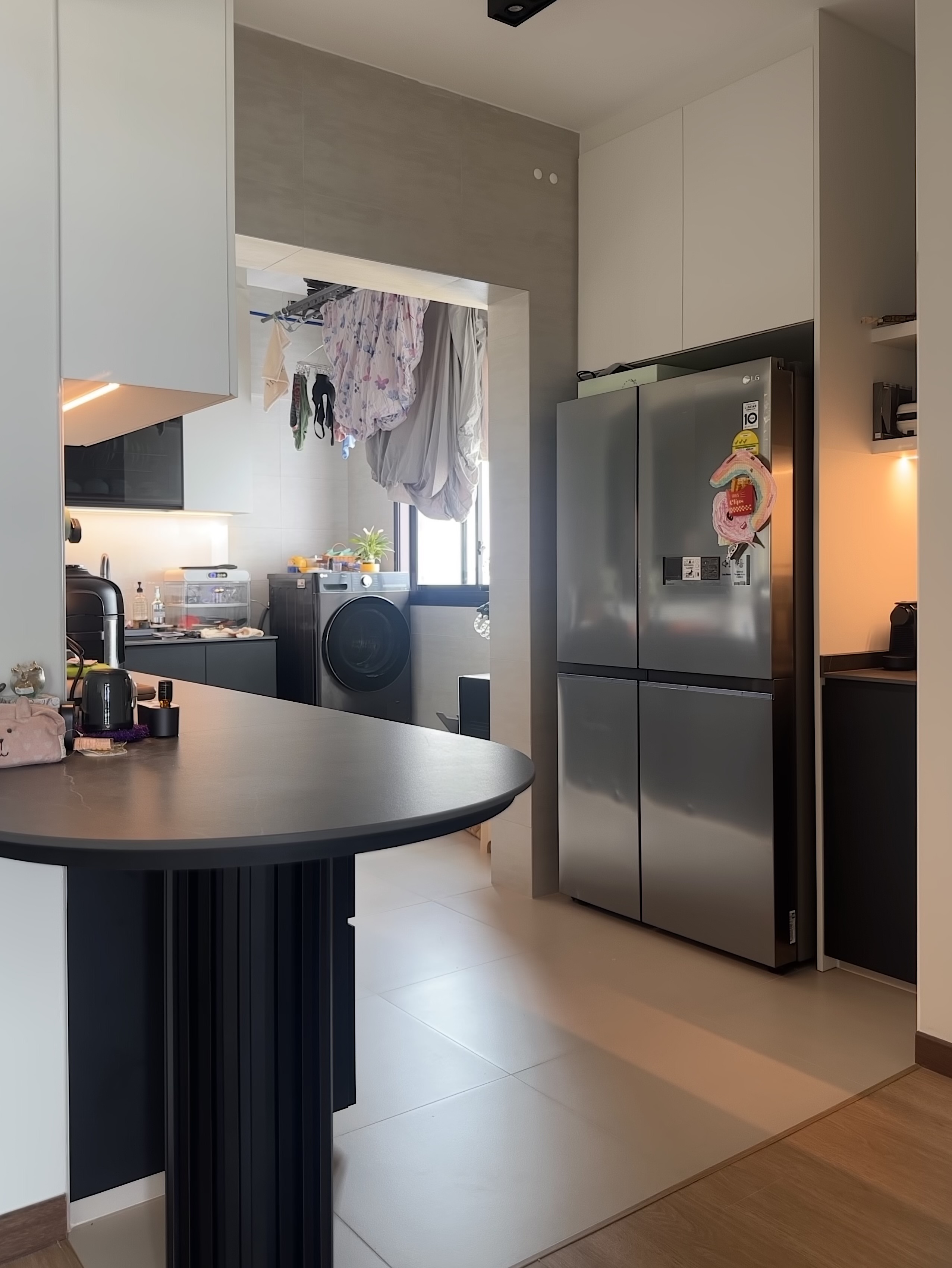 Renders VS Reality | Monochrome Open-Concept Kitchen | Tampines
