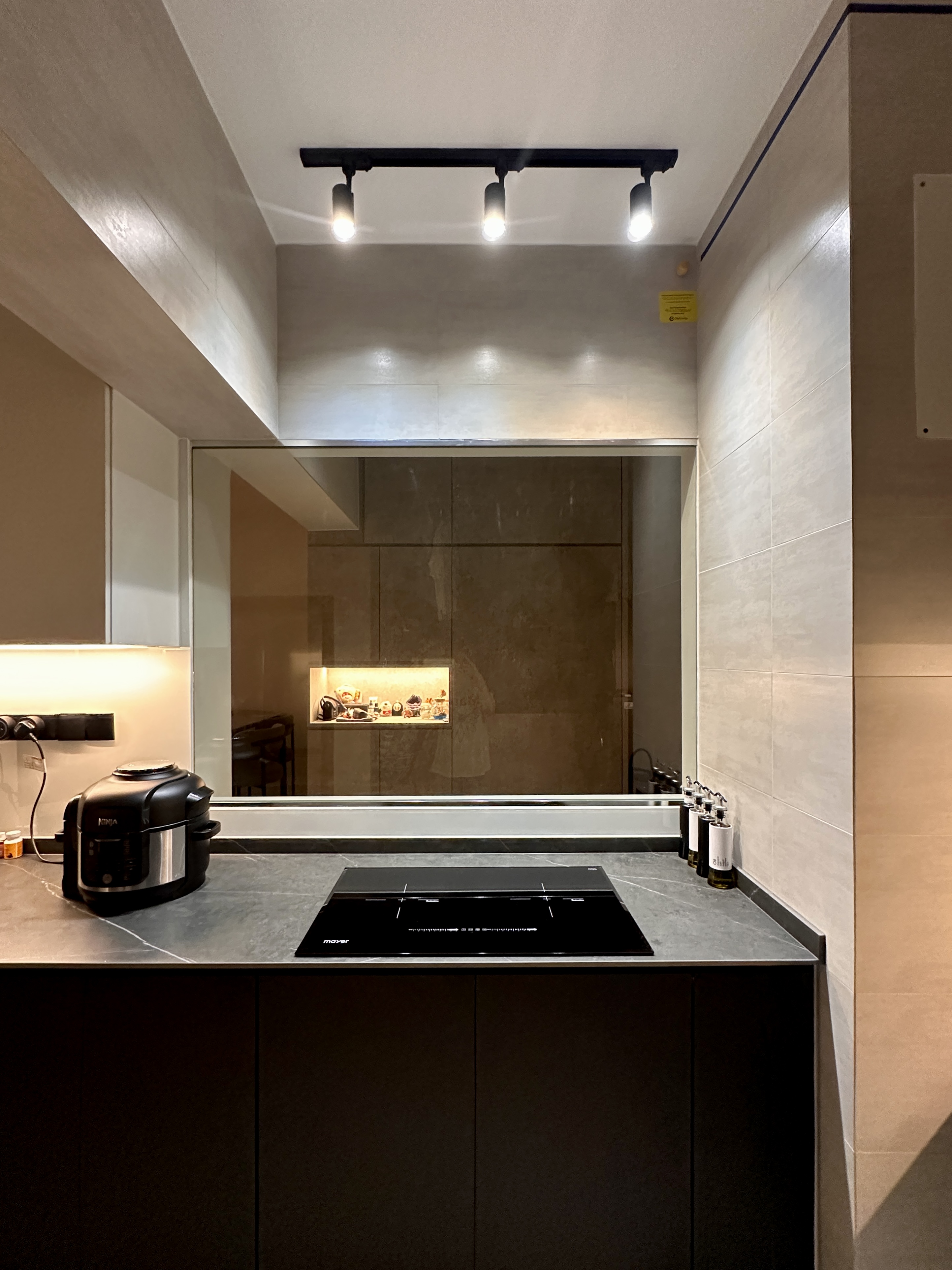 Renders VS Reality | Monochrome Open-Concept Kitchen | Tampines