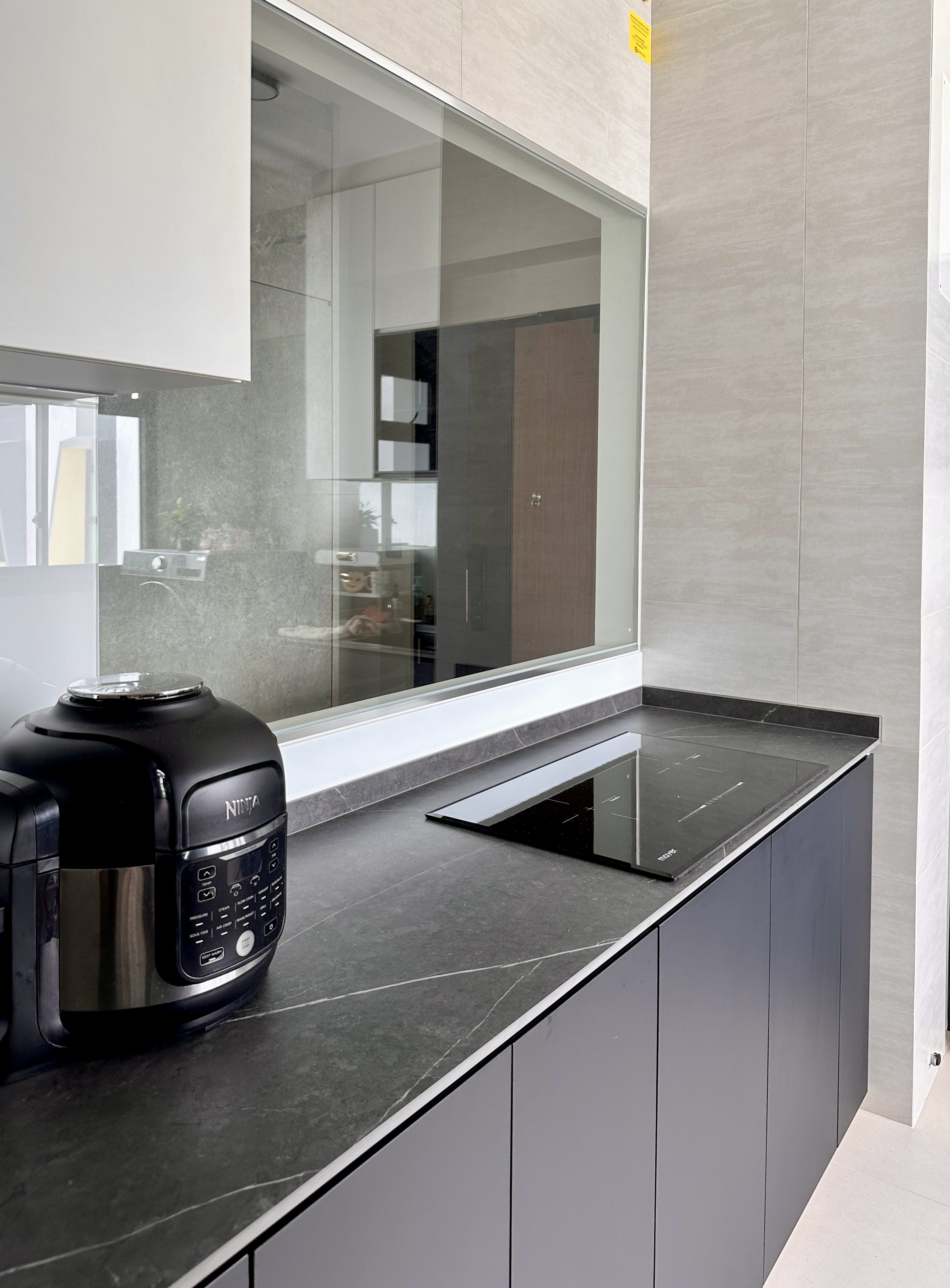 Renders VS Reality | Monochrome Open-Concept Kitchen | Tampines