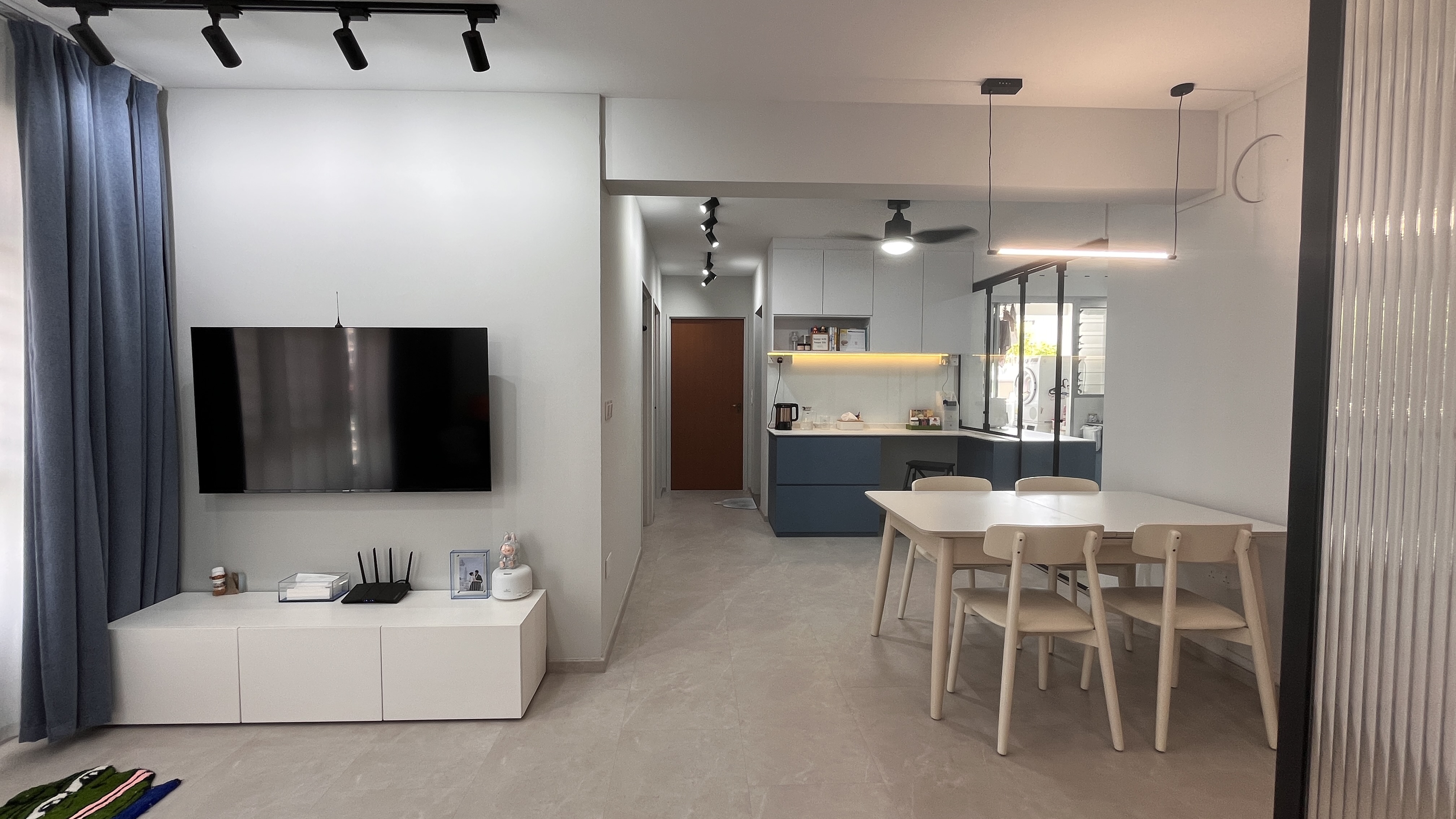 Our minimalist dining area with lots of hidden features!