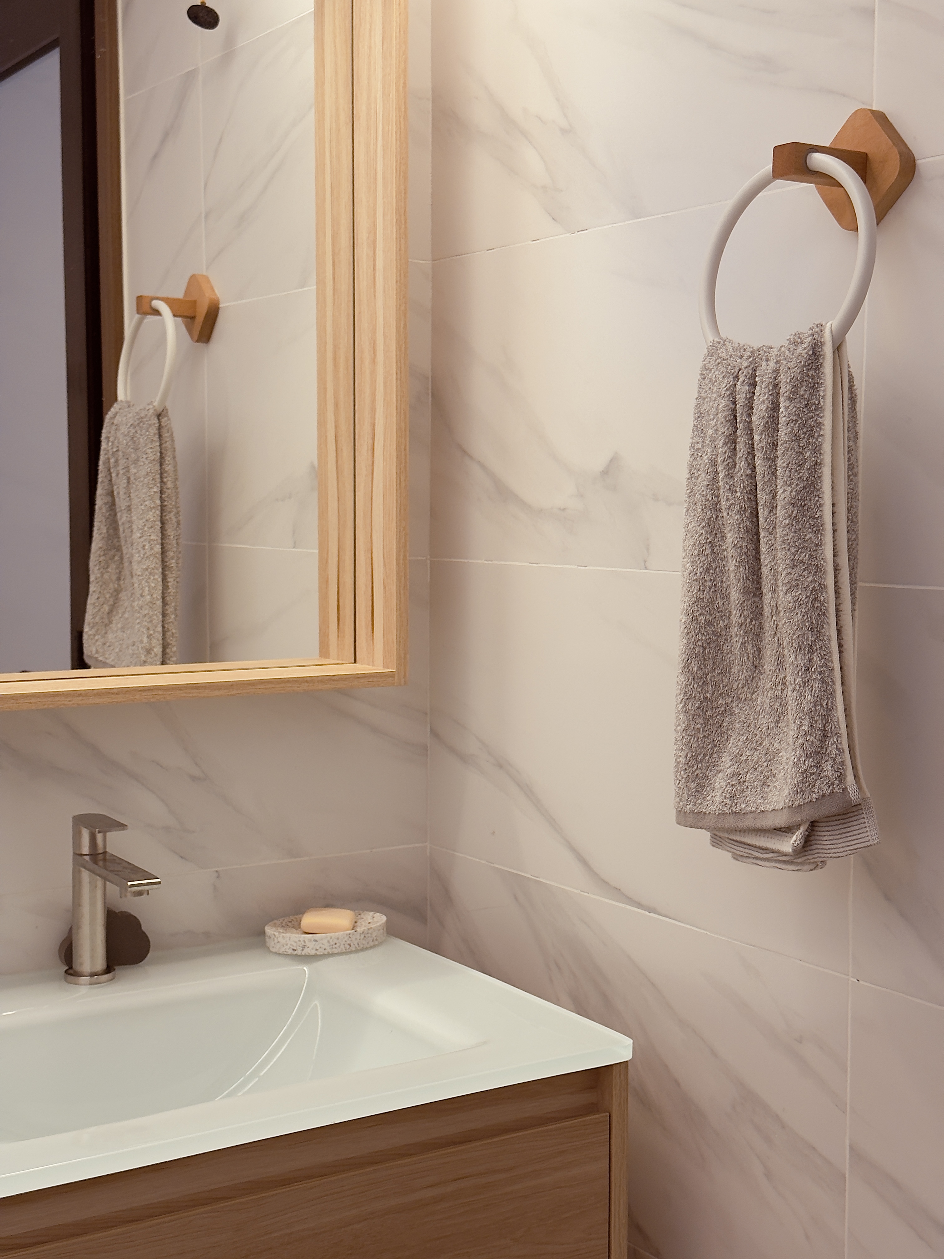 Our common and master bathroom primed for a soothing, self-care ritual