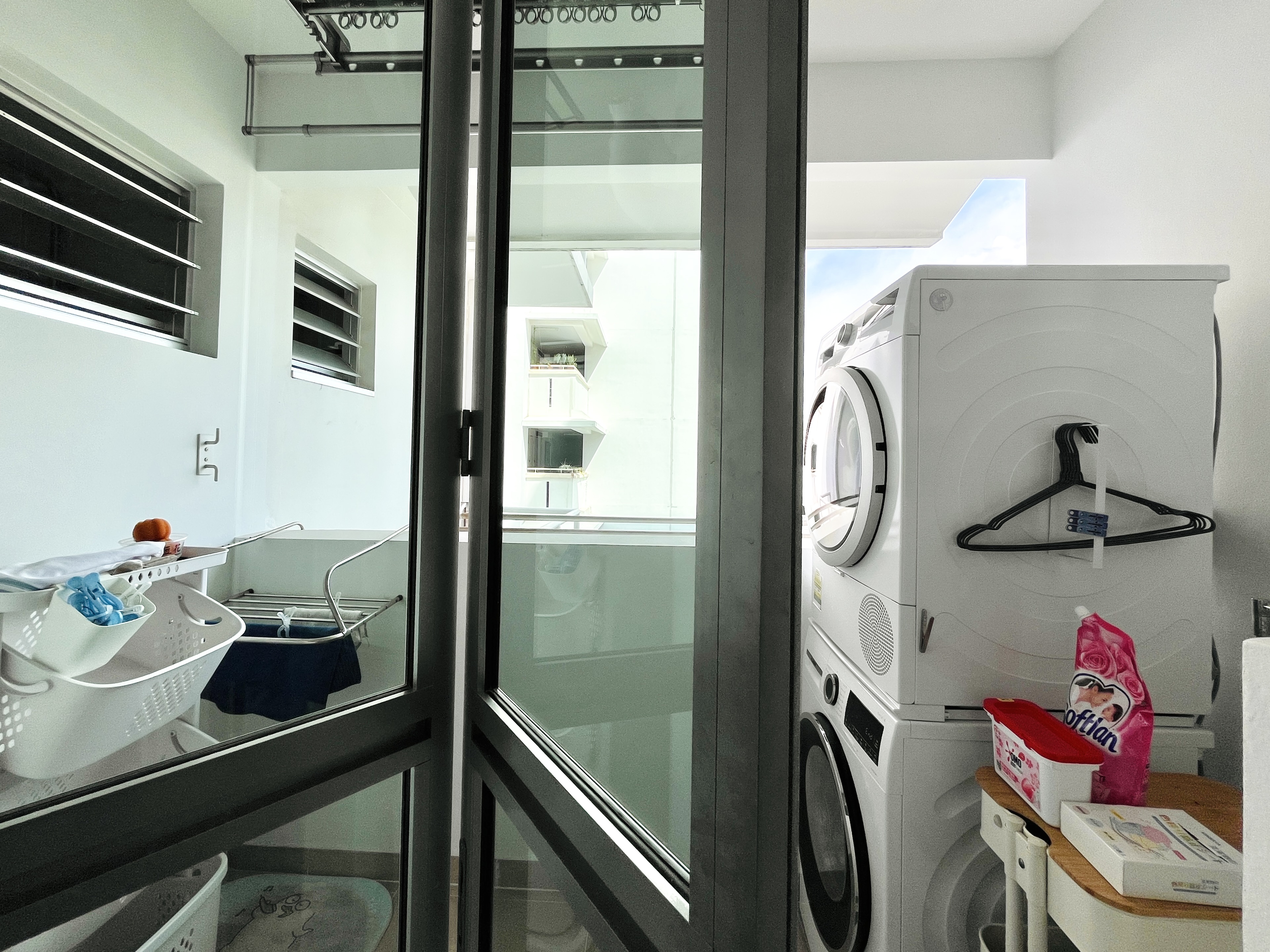 Our super breezy, super simple 4-room resale flat service yard!