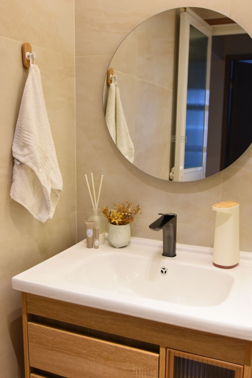 No regrets overlaying our bathroom tiles