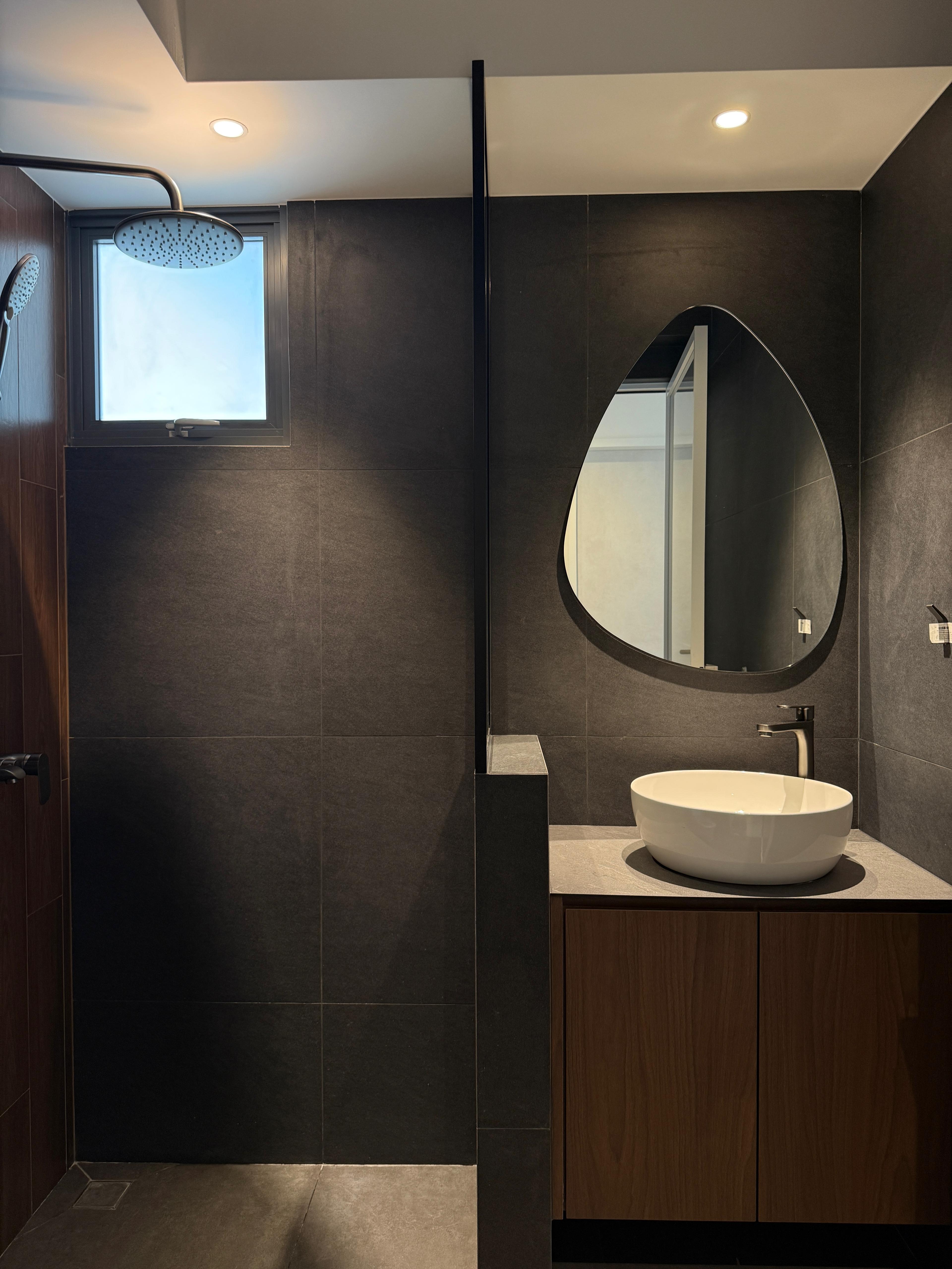 Chic and serene — our common bathroom embodying quiet luxury