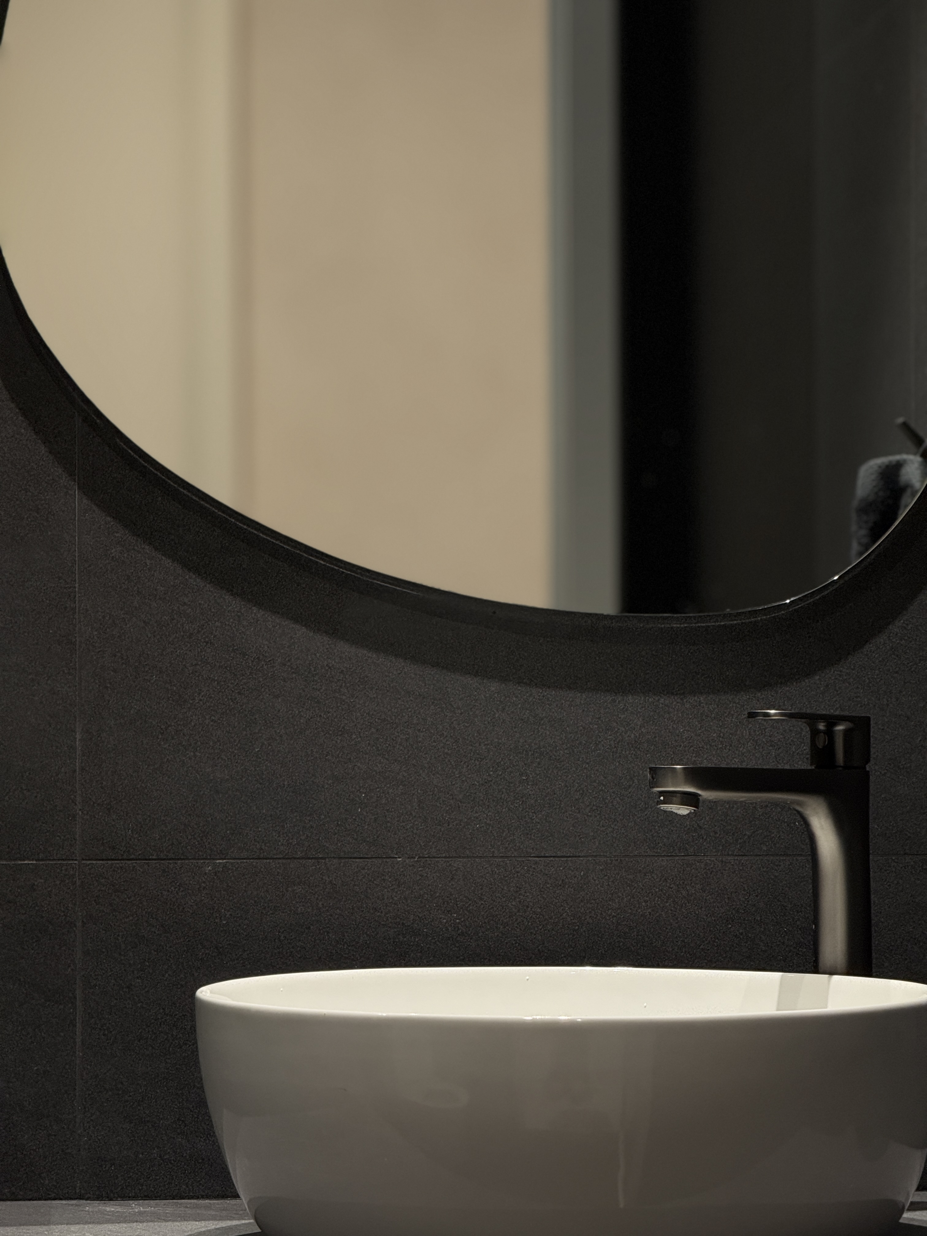 Chic and serene — our common bathroom embodying quiet luxury