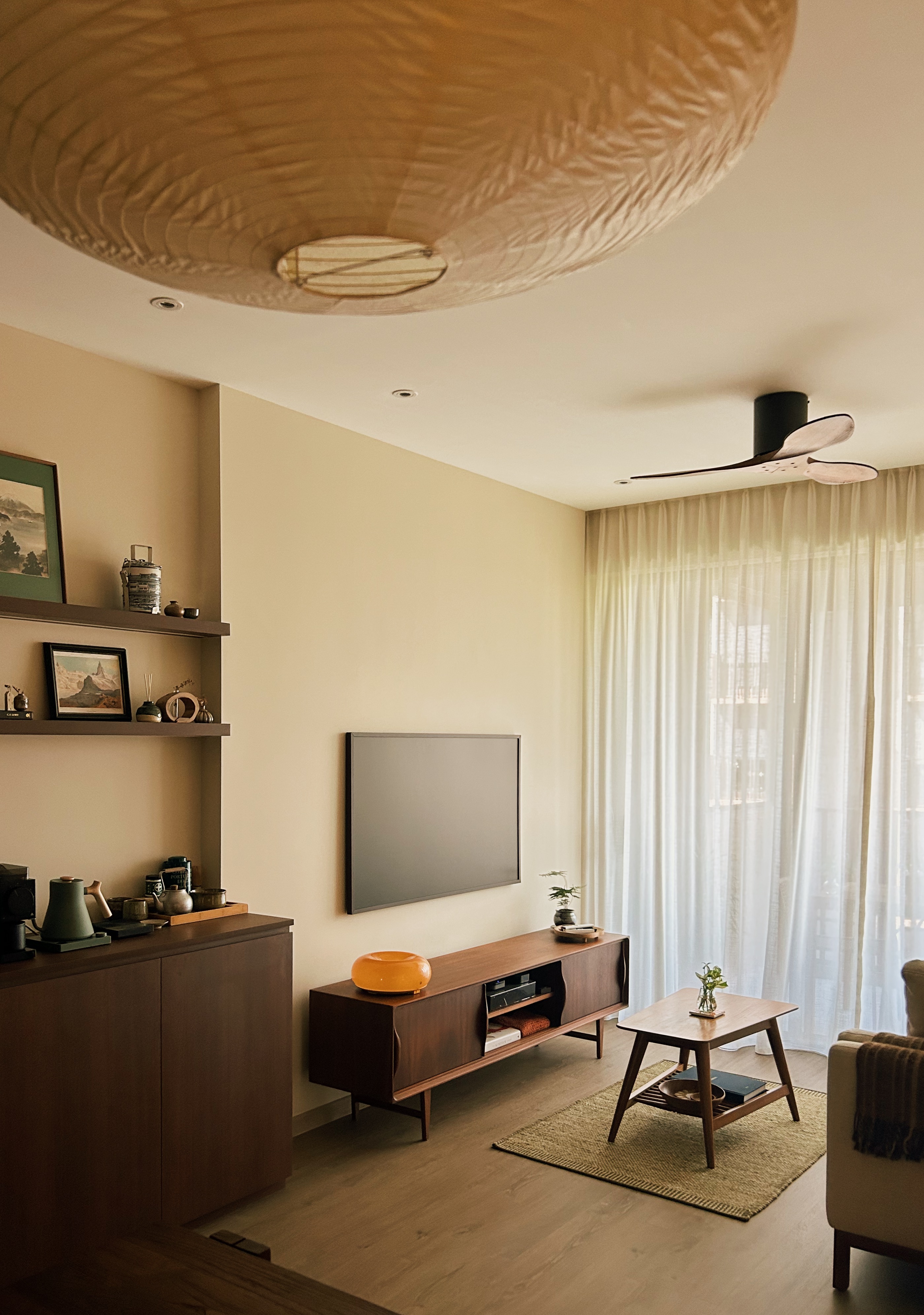 building a space with character: our small but cozy living room